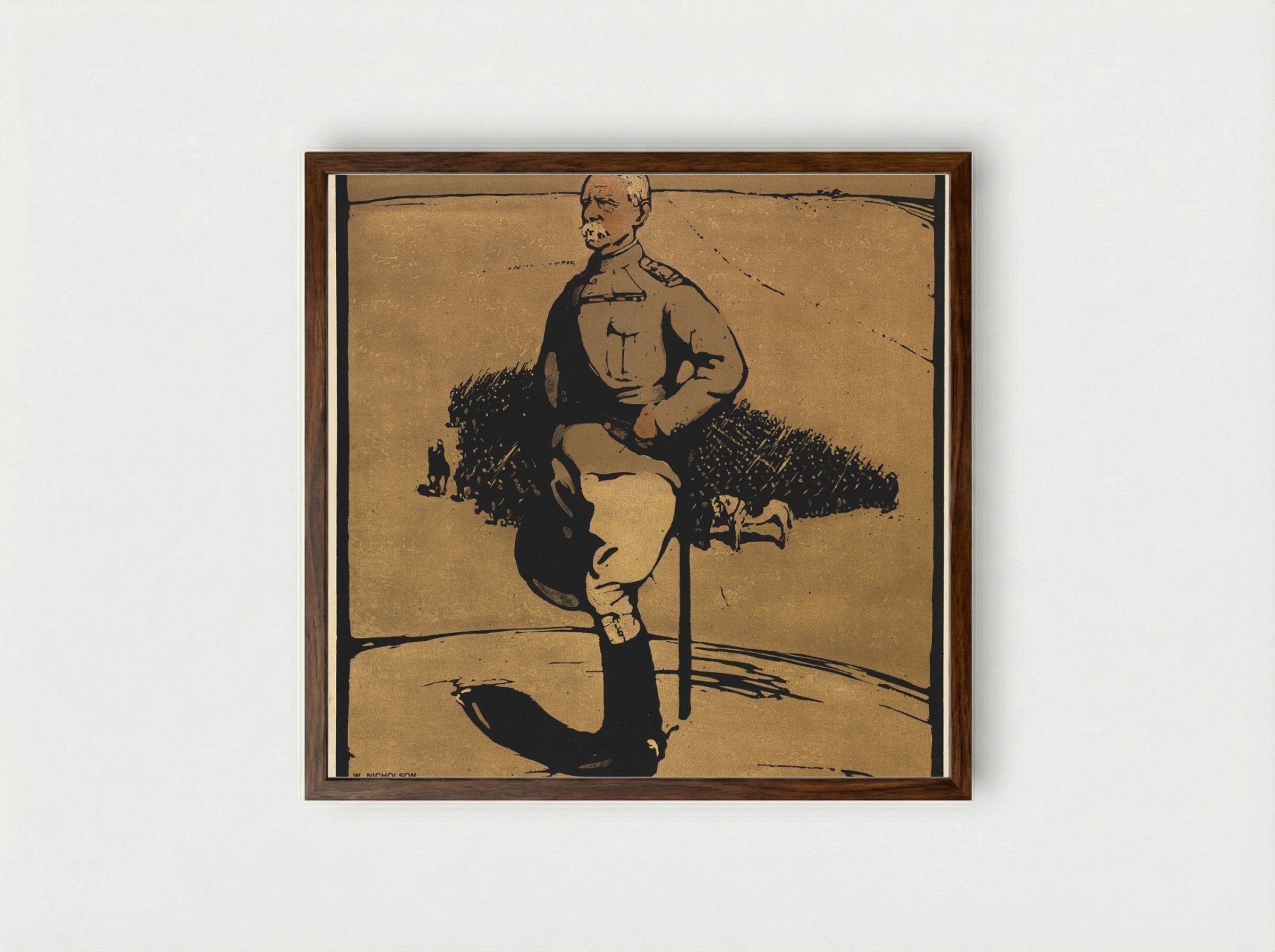 Twelve Portraits: Lord Roberts - William Nicholson - Framed Print Dark Wood
