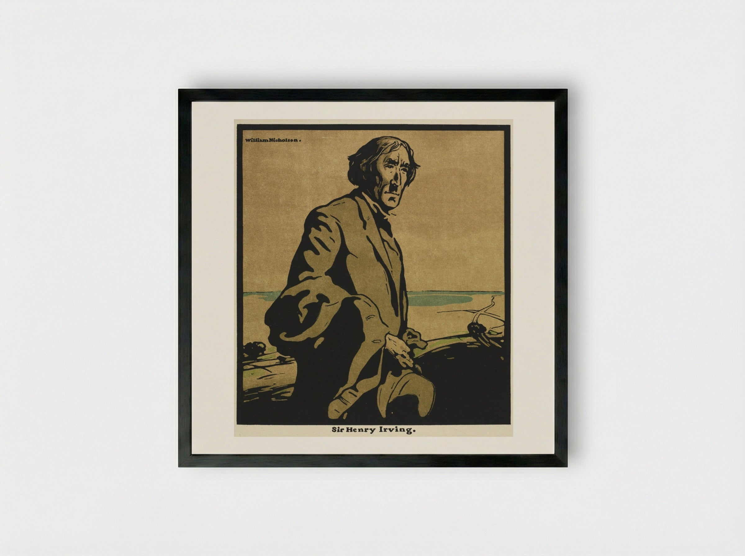 Twelve Portraits: Sir Henry Irving - William Nicholson - Framed Print Black