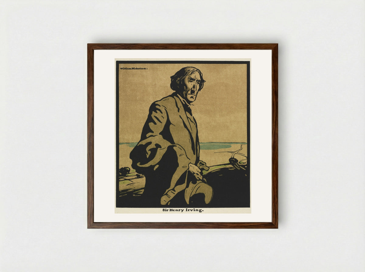 Twelve Portraits: Sir Henry Irving - William Nicholson - Framed Print Dark Wood