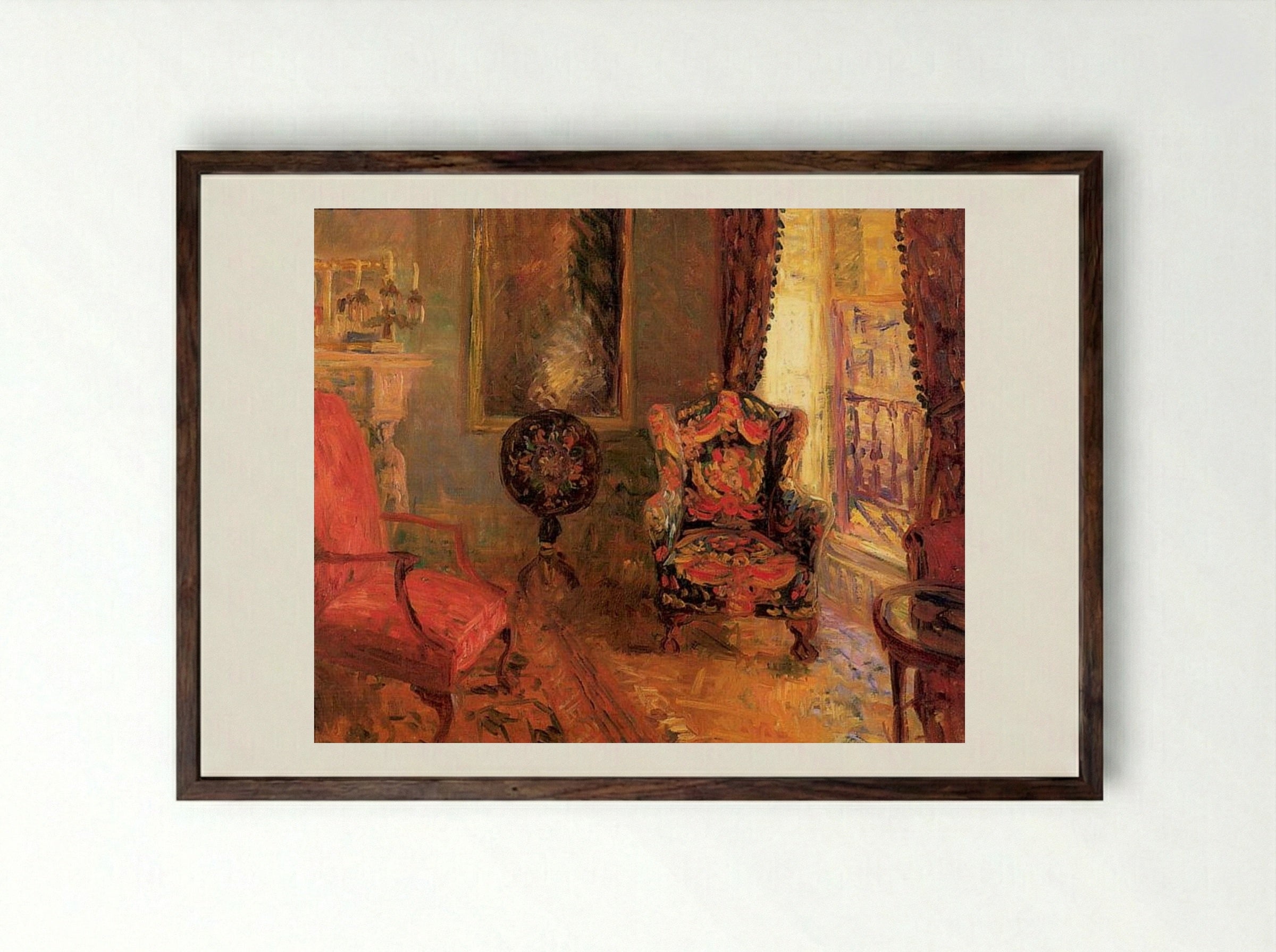 Twenty-Three Fifth Avenue, Interior - William James Glackens - Framed Print Dark Wood