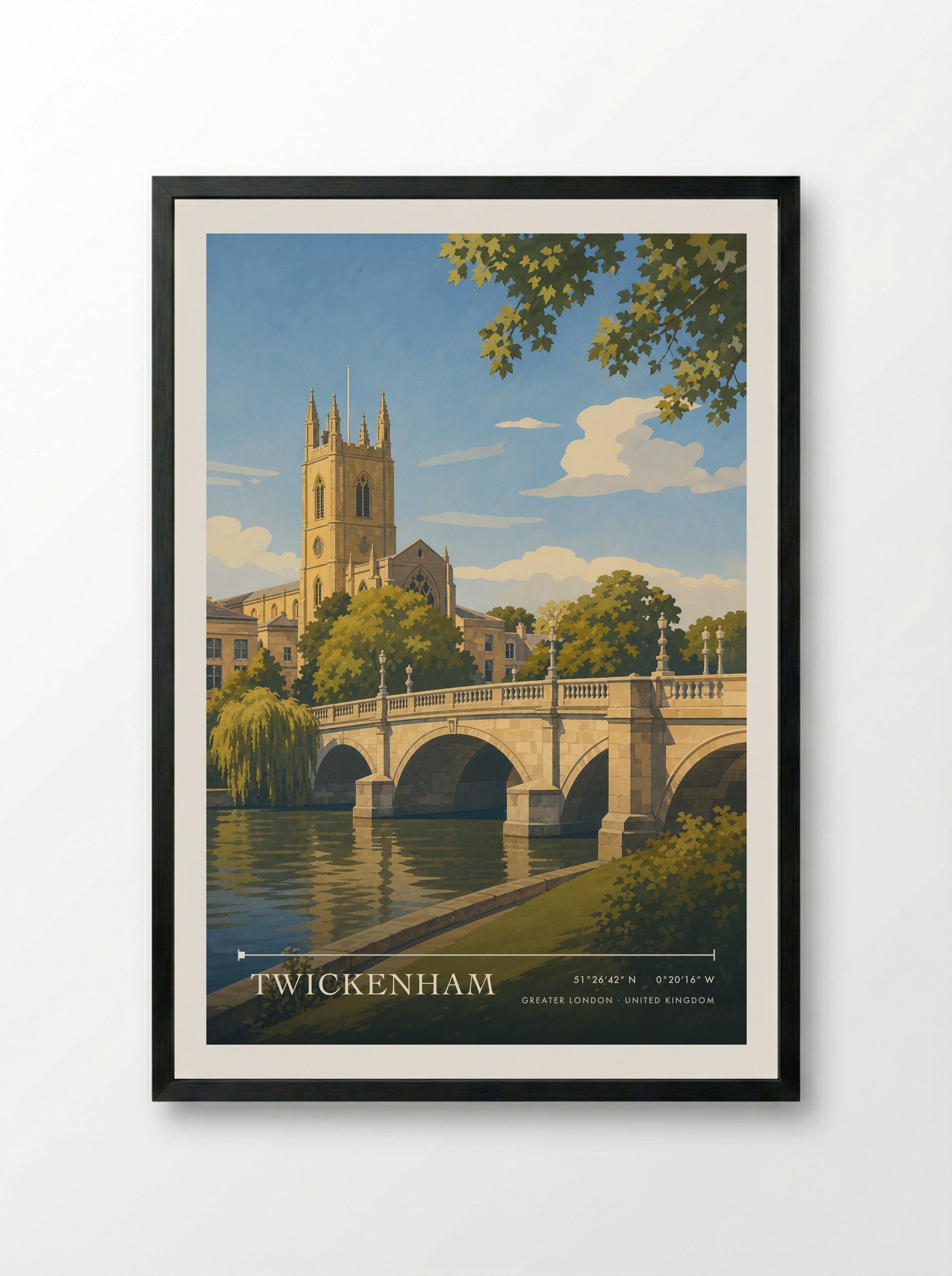 Twickenham Greater London United Kingdom Travel Poster - Framed Print Black