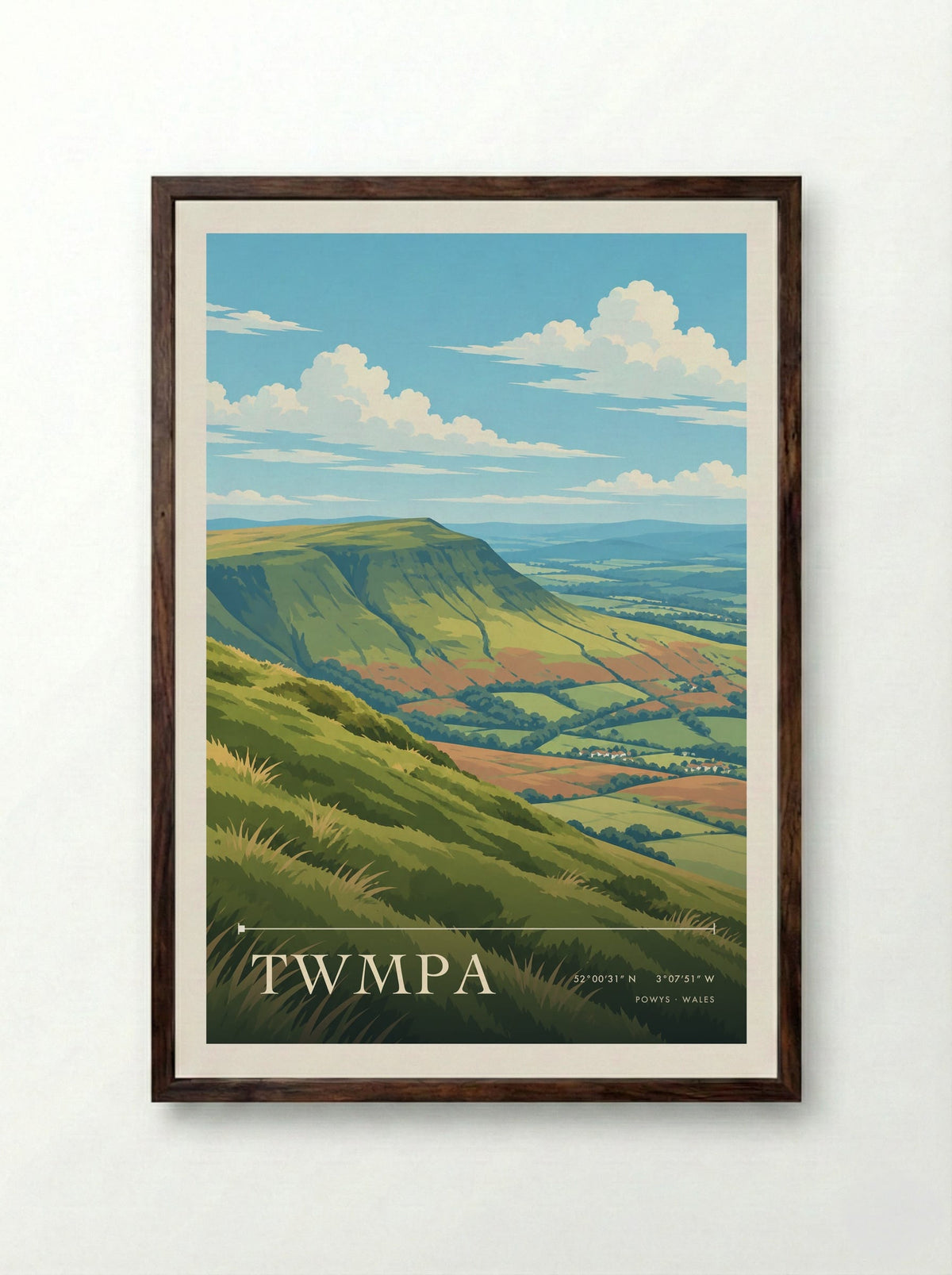 Twmpa, Powys | Travel Poster - Framed Print Dark Wood