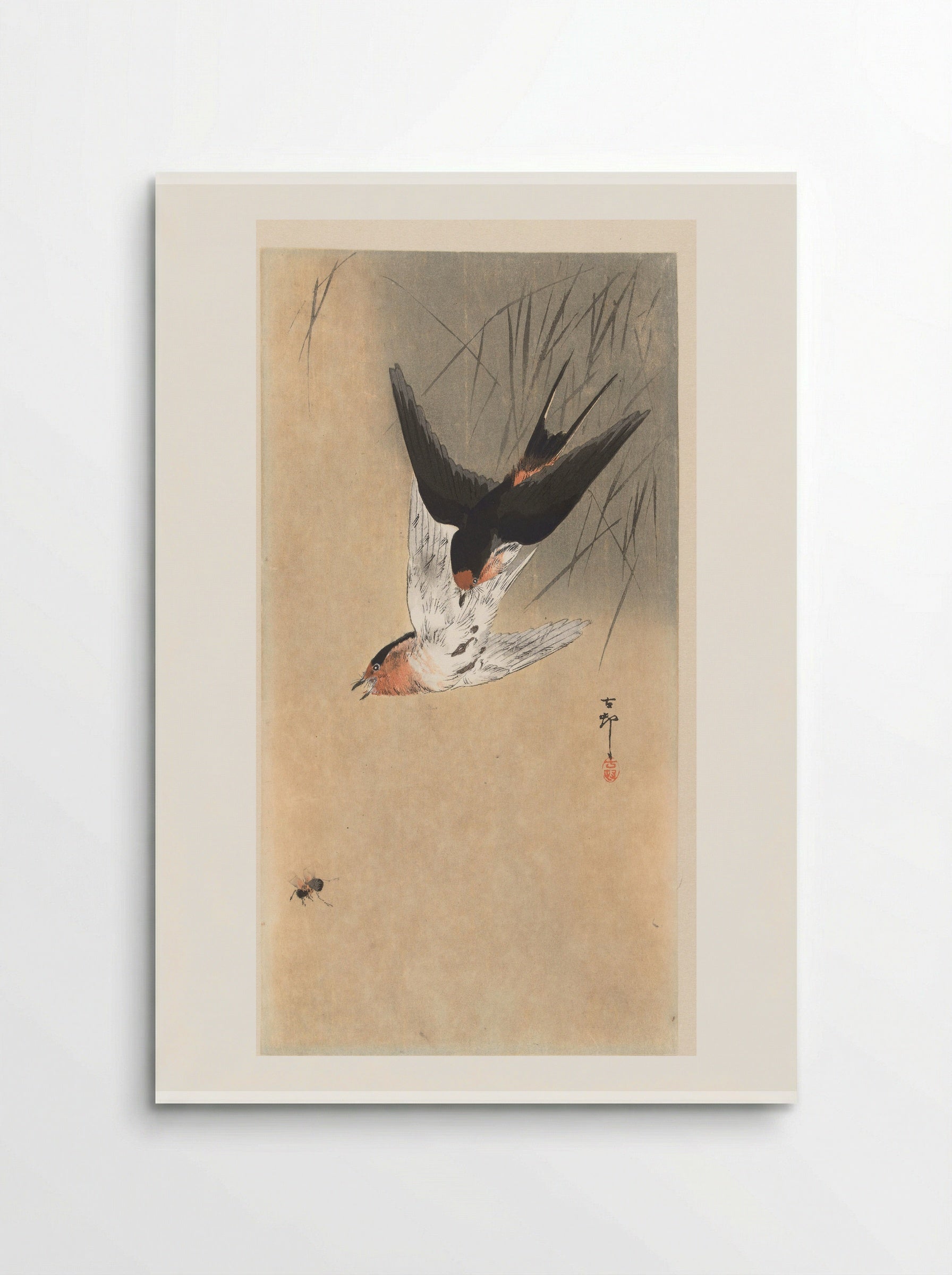Two Barn Swallows in a Dive - Matsuki Heikichi - Poster