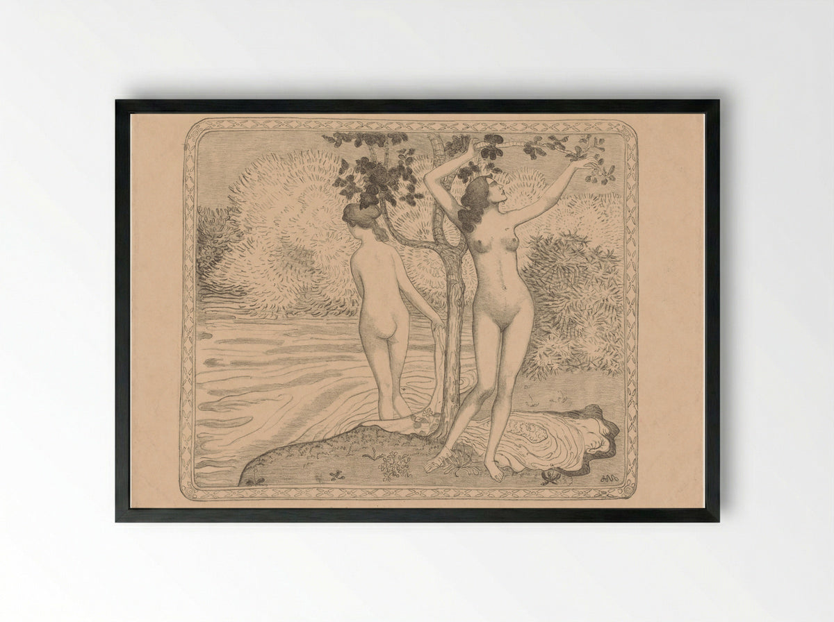 Two Bathers Under a Tree - Aristide Maillol - Framed Print Black