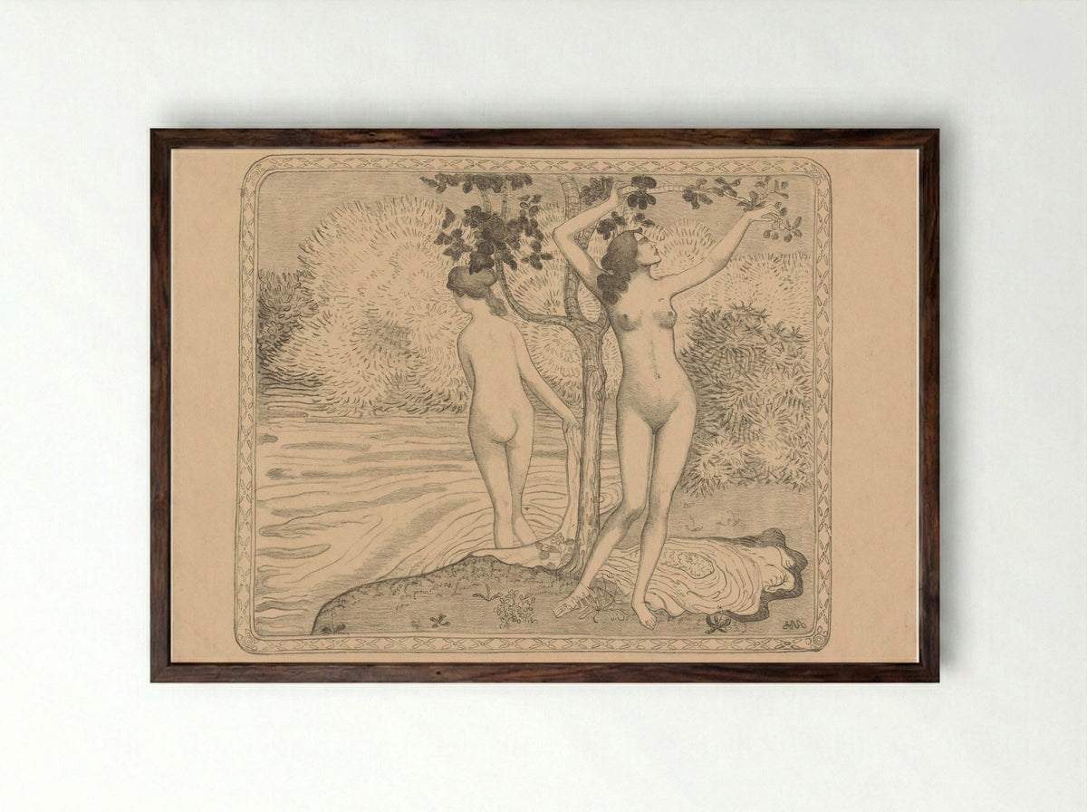 Two Bathers Under a Tree - Aristide Maillol - Framed Print Dark Wood