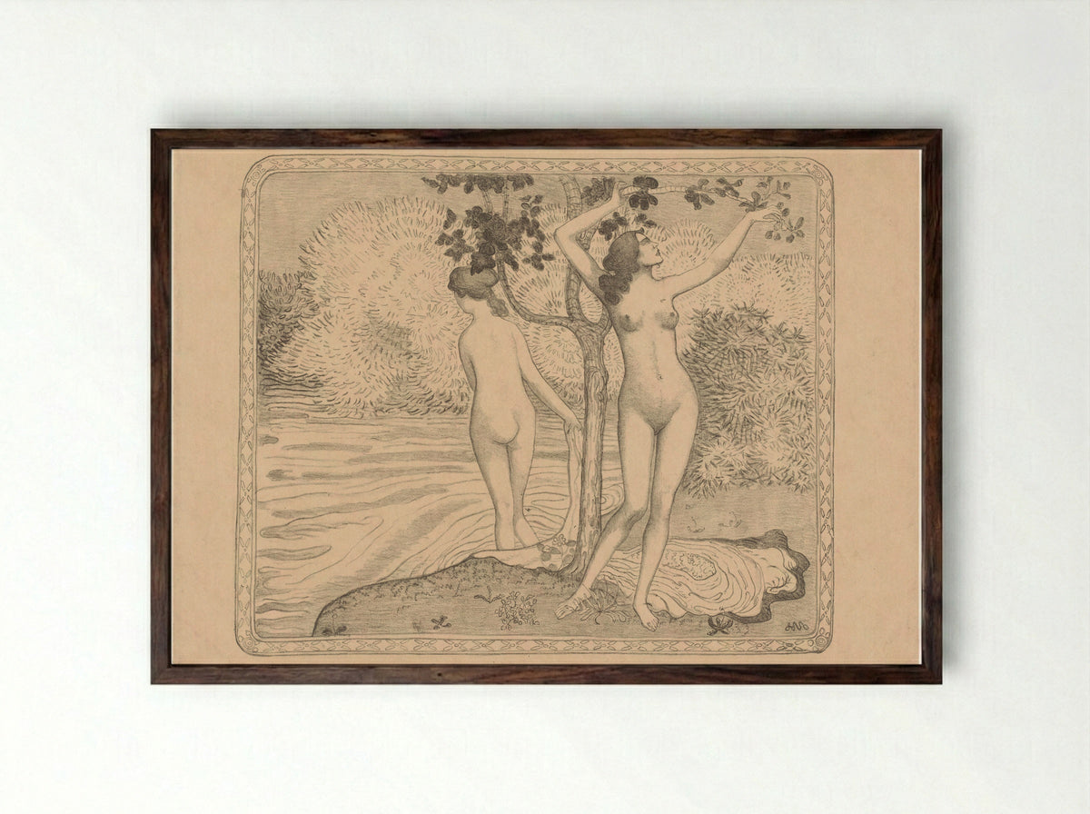 Two Bathers Under a Tree - Aristide Maillol - Framed Print Dark Wood