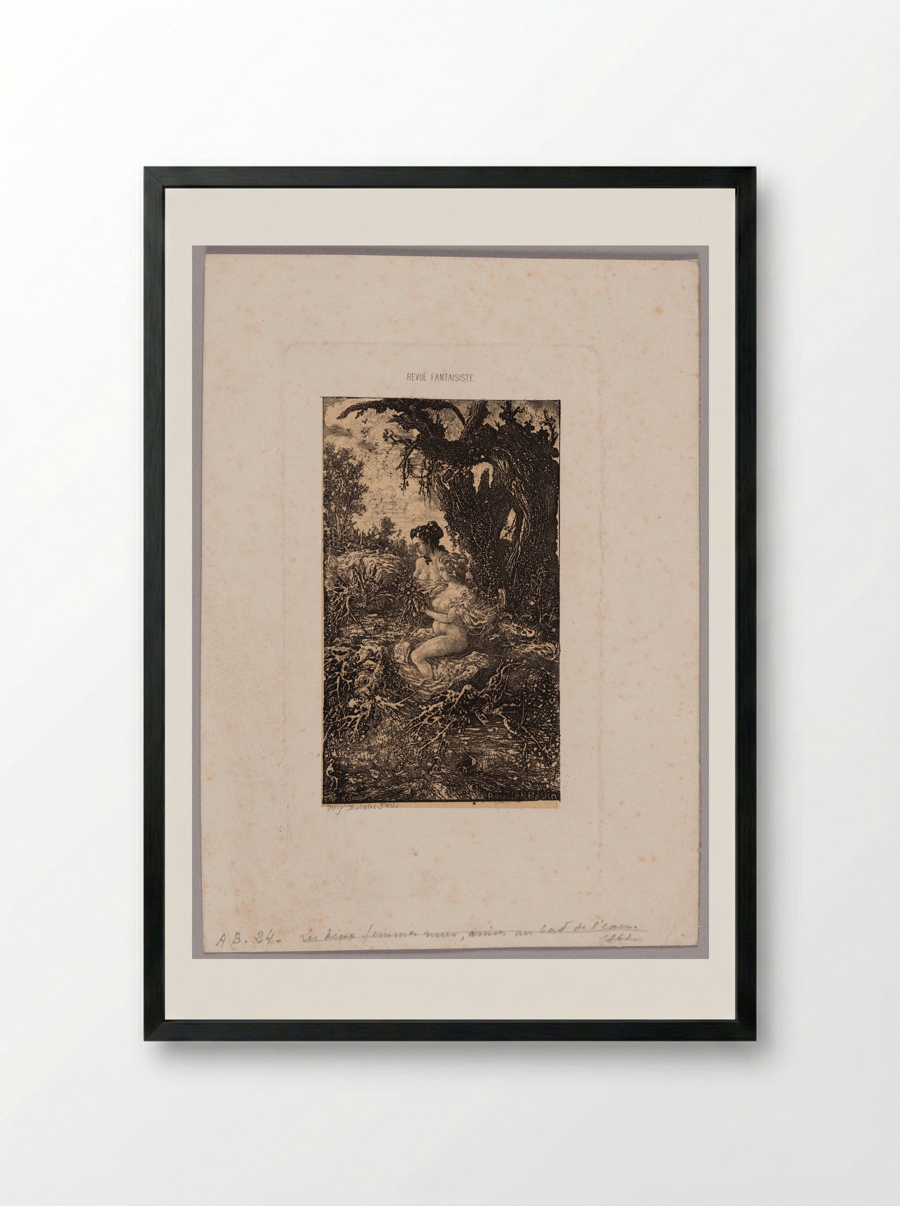 Two Bathers by the Water - Rodolphe Bresdin - Framed Print Black