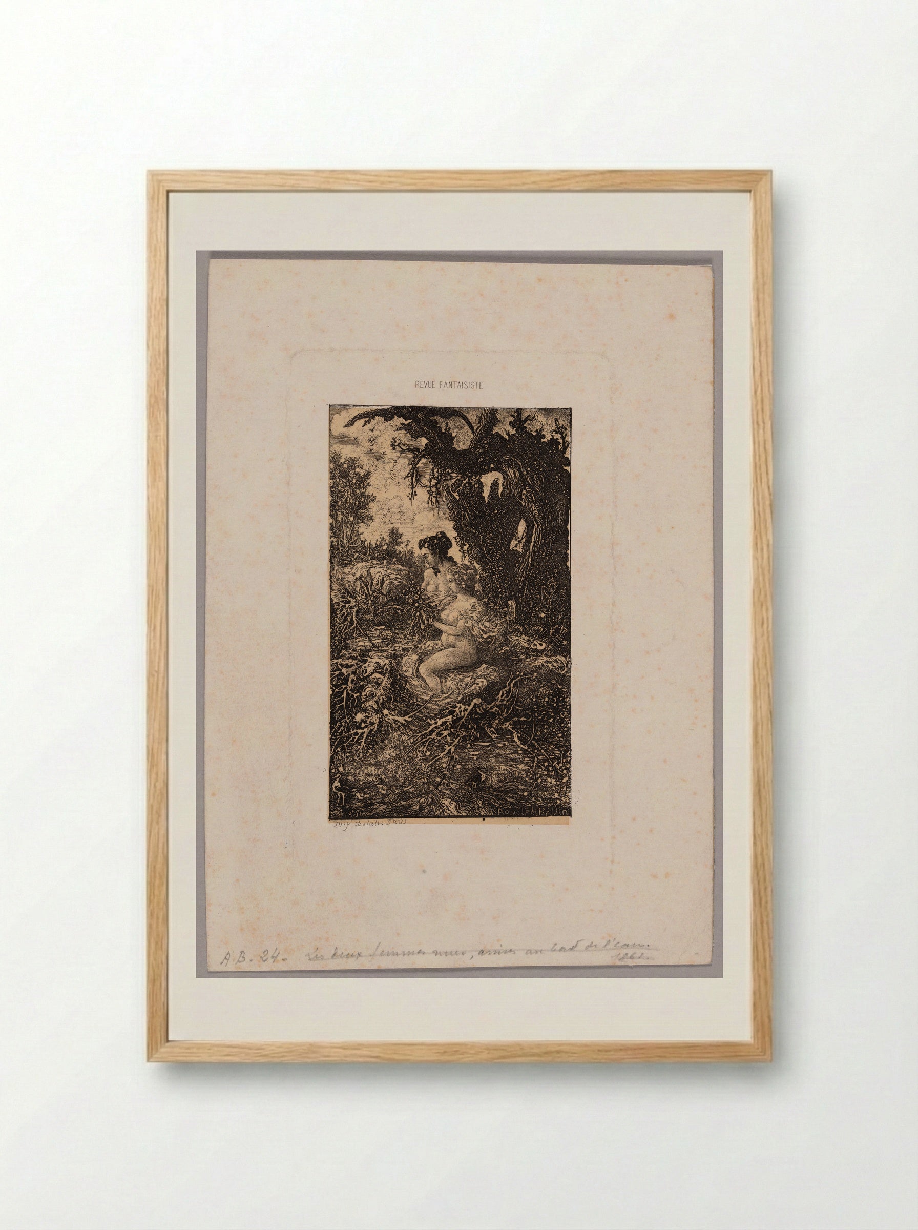 Two Bathers by the Water - Rodolphe Bresdin - Framed Print Wood