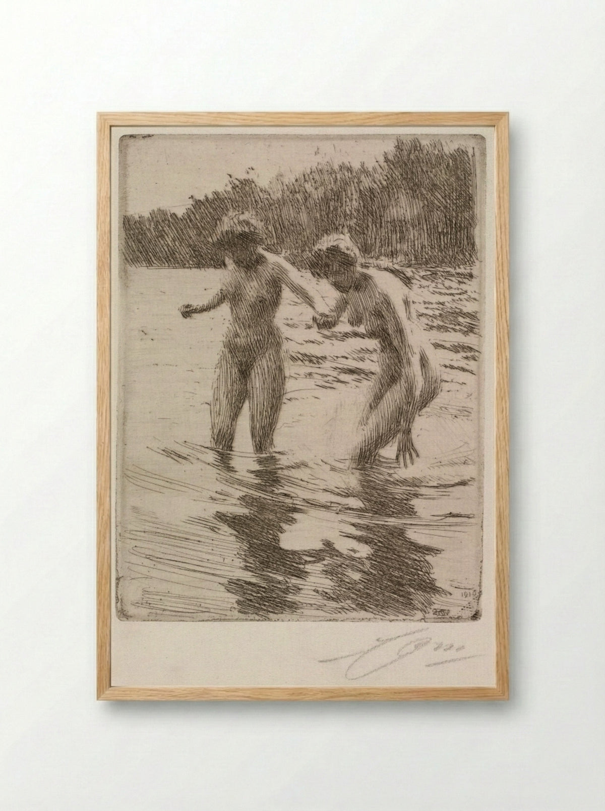 Two Bathers - Anders Zorn - Framed Print Wood