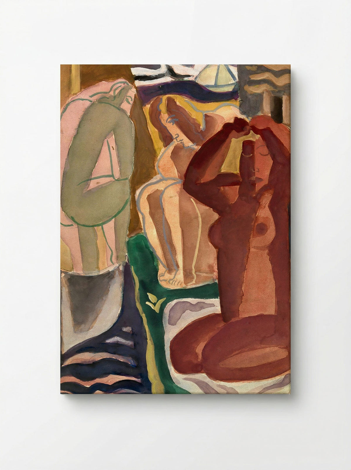 Two Bathing Women and a Bridge Figure - Leo Gestel - Canvas
