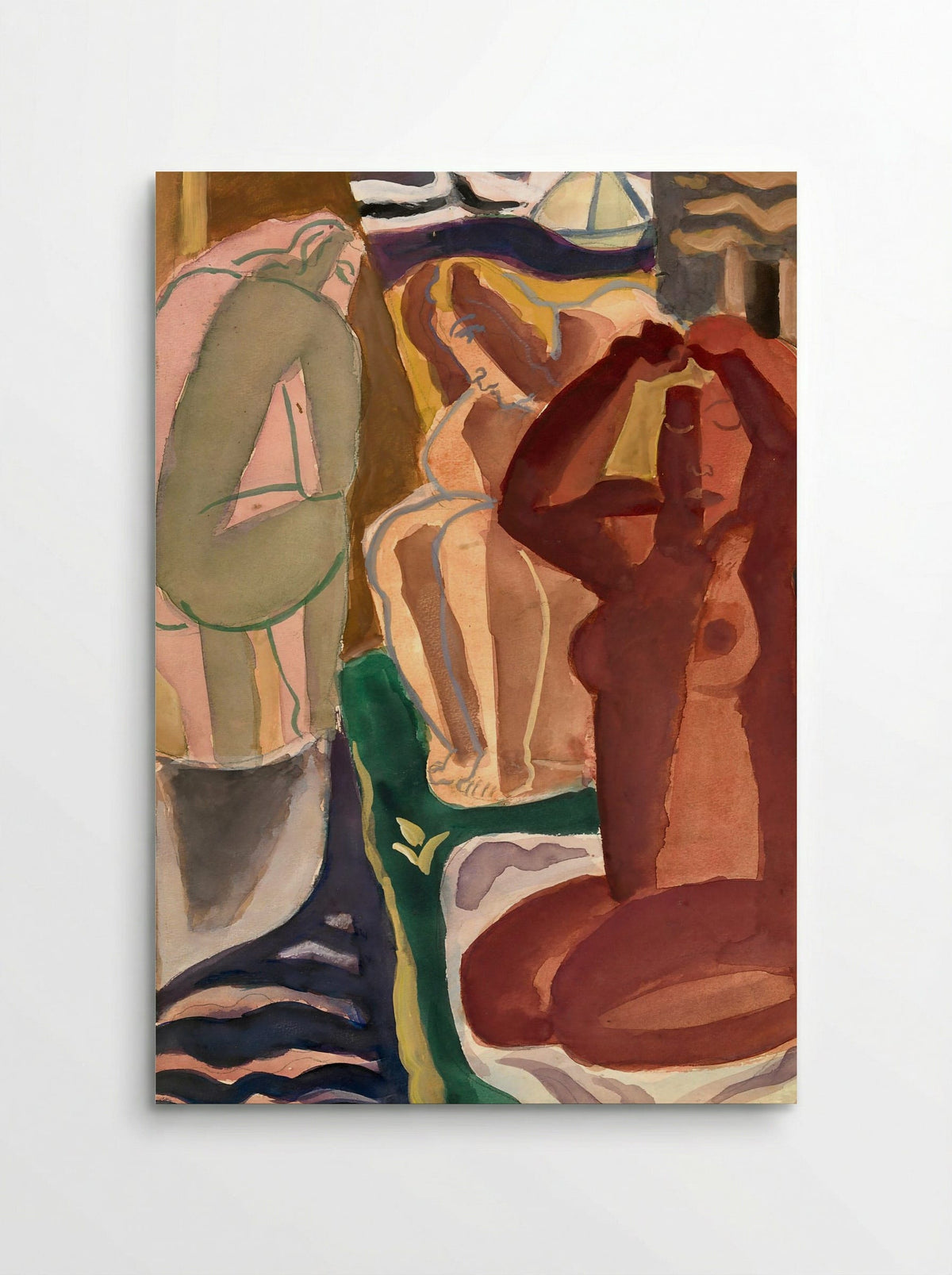 Two Bathing Women and a Bridge Figure - Leo Gestel - Poster