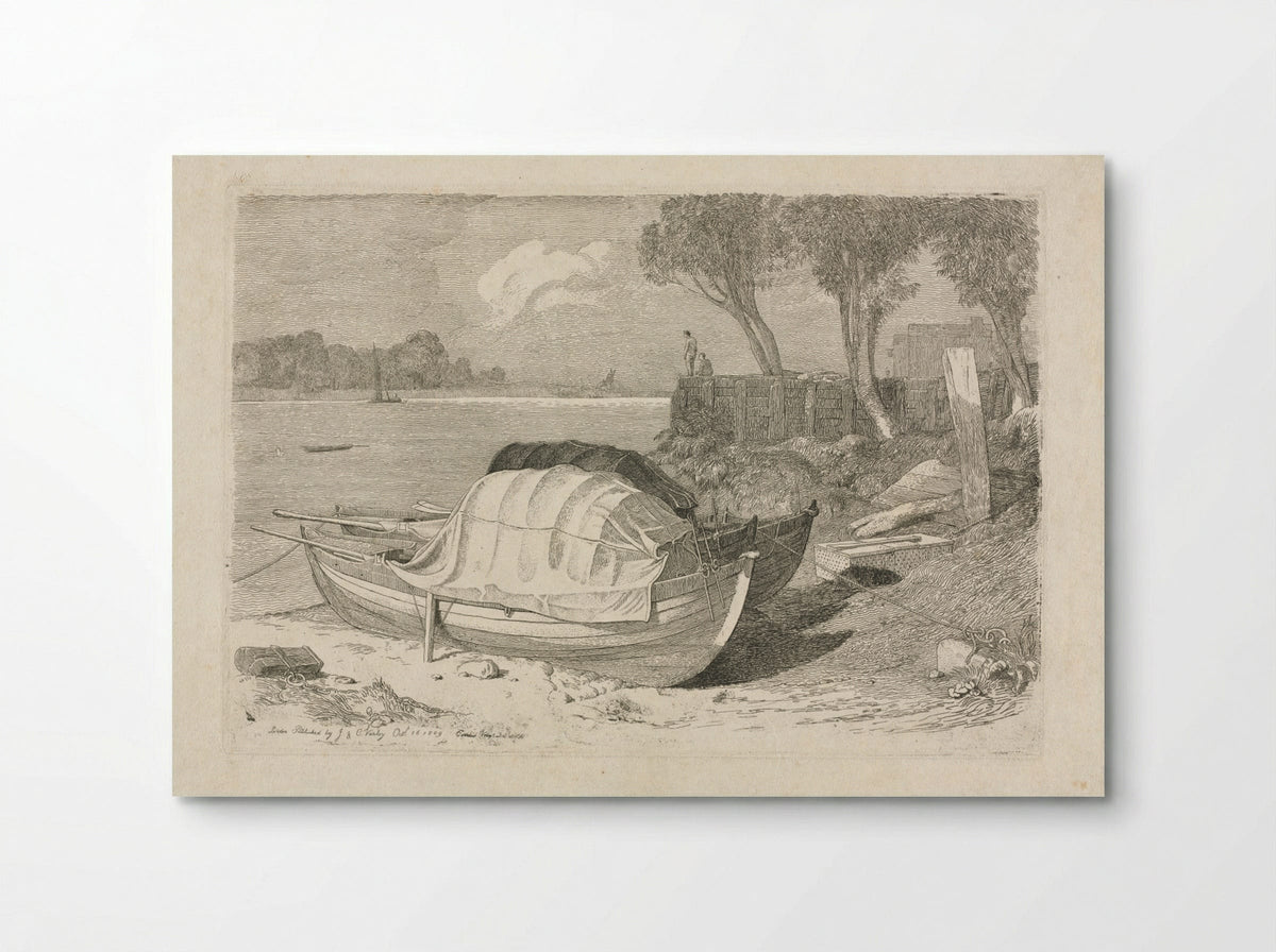 Two Beached Fishing Boats - Cornelius Varley - Poster