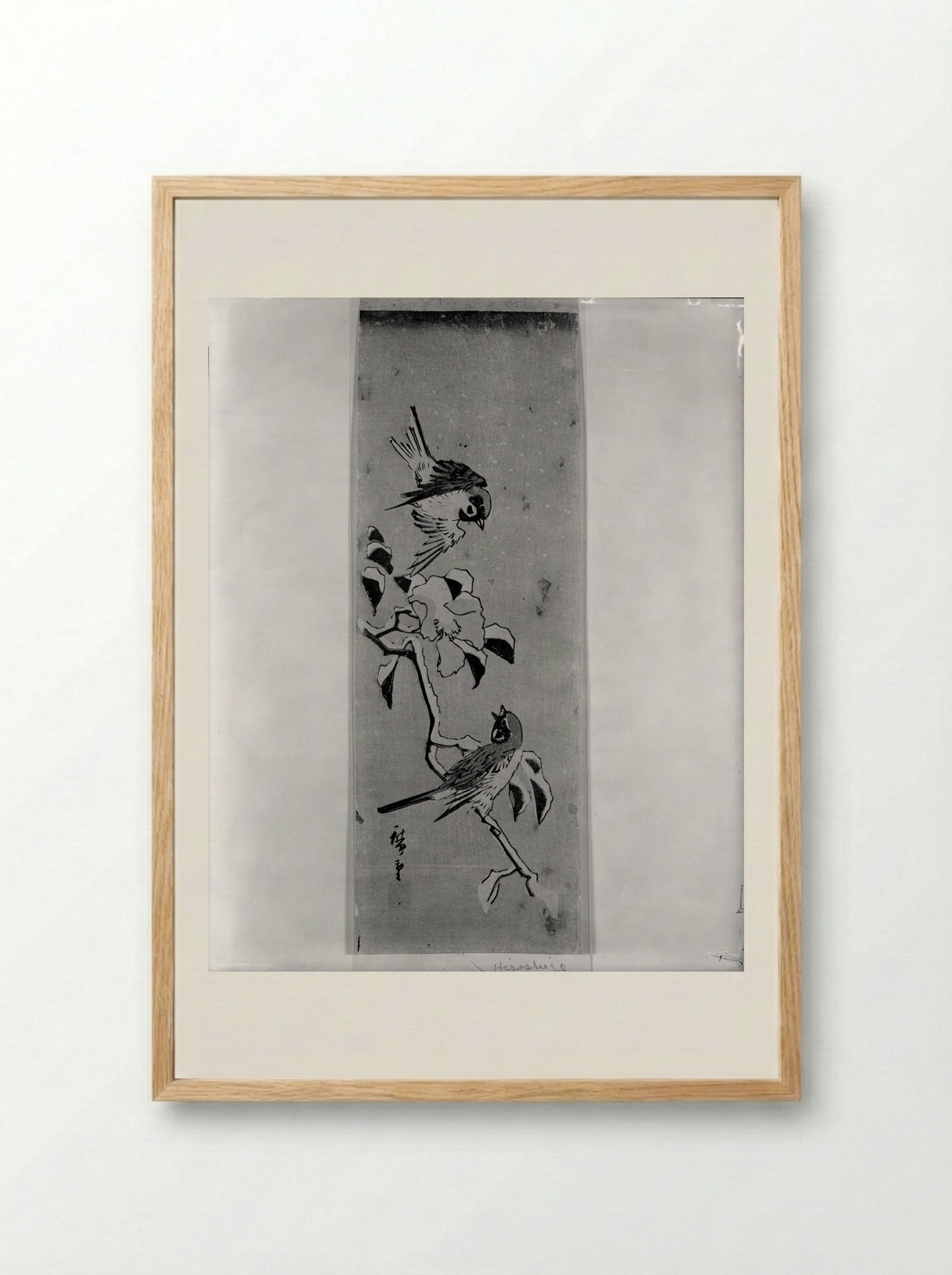 Two Birds on a Branch - Utagawa Hiroshige II - Framed Print Wood