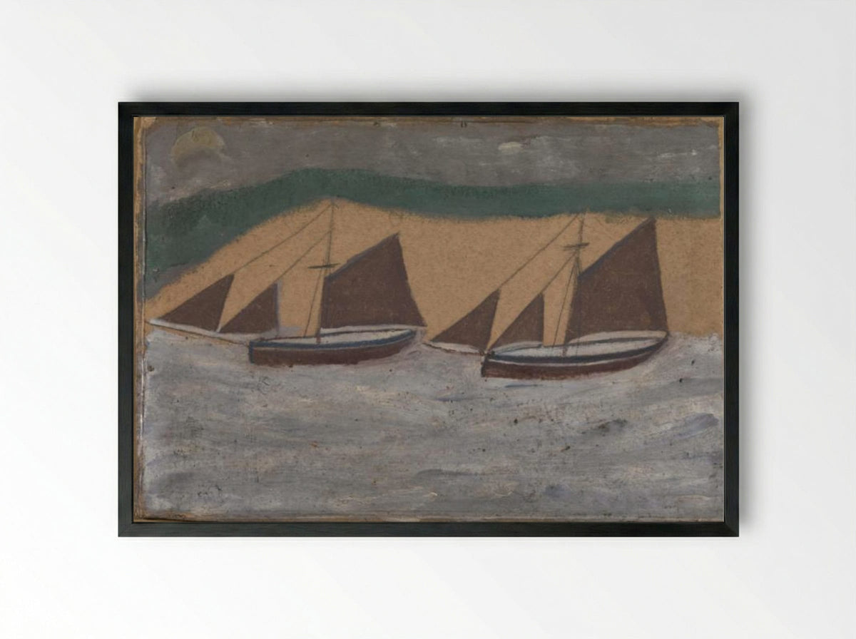 Two Boats - Alfred Wallis - Framed Print Black