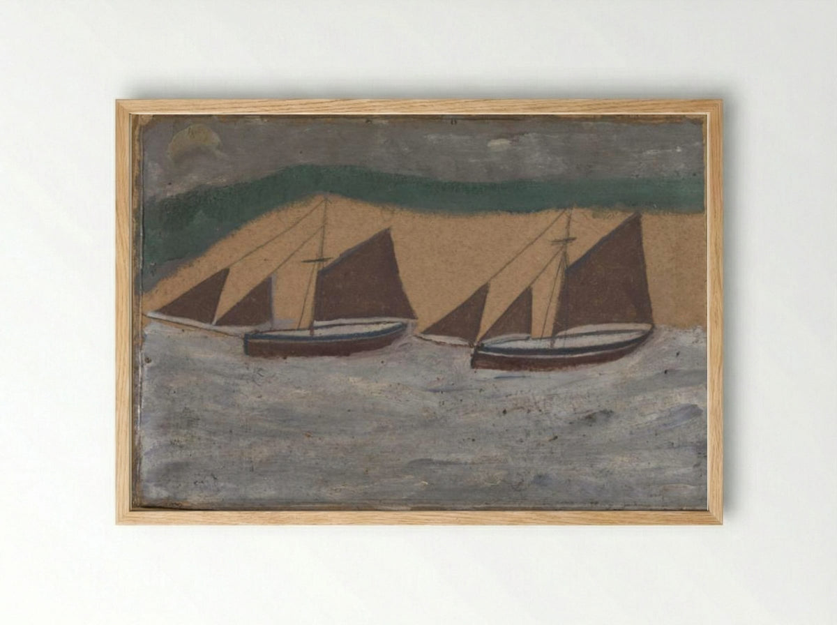 Two Boats - Alfred Wallis - Framed Print Wood