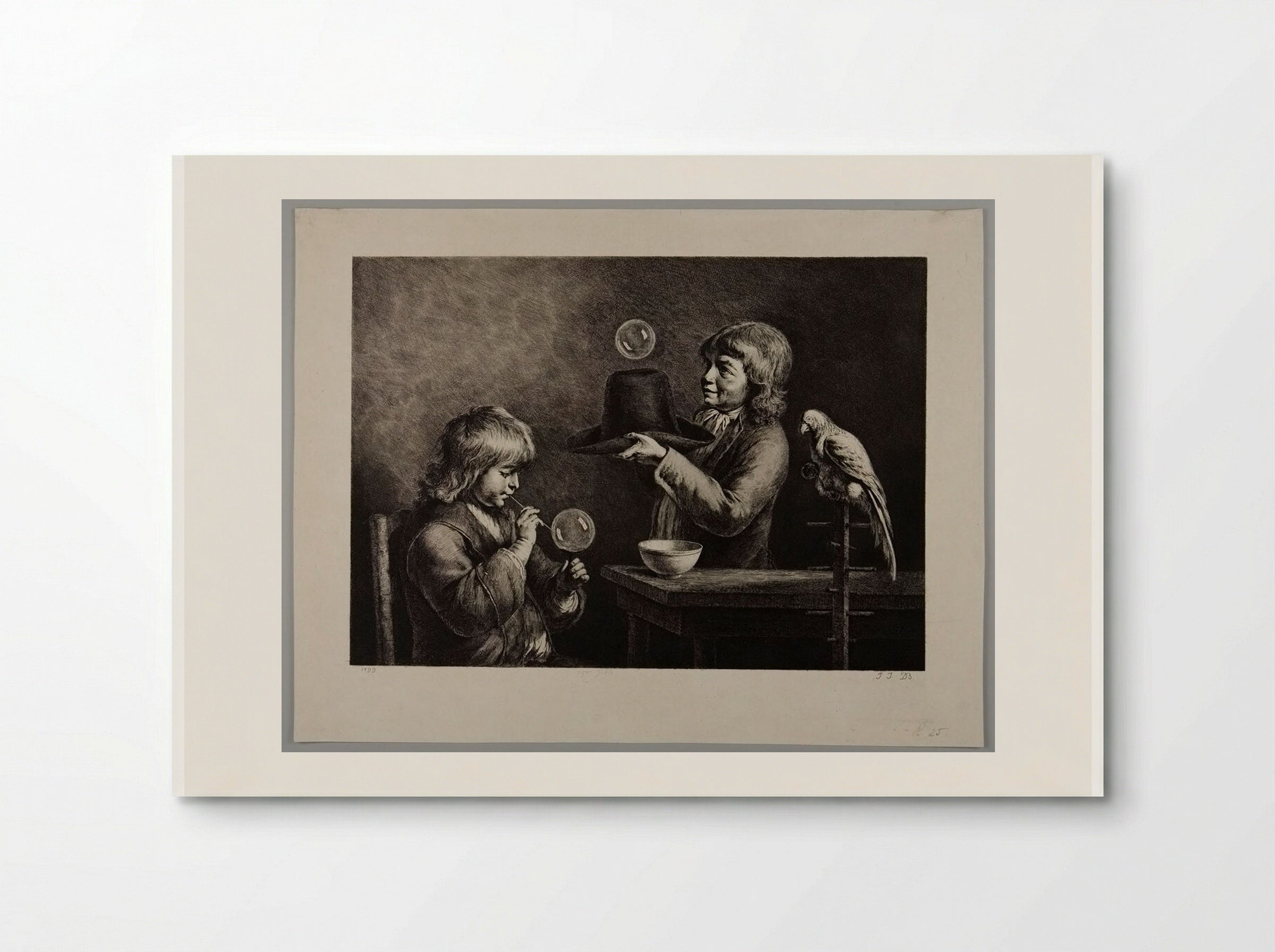 Two Boys Blowing Soap-Bubbles - Jean-Jacques de Boissieu - Poster
