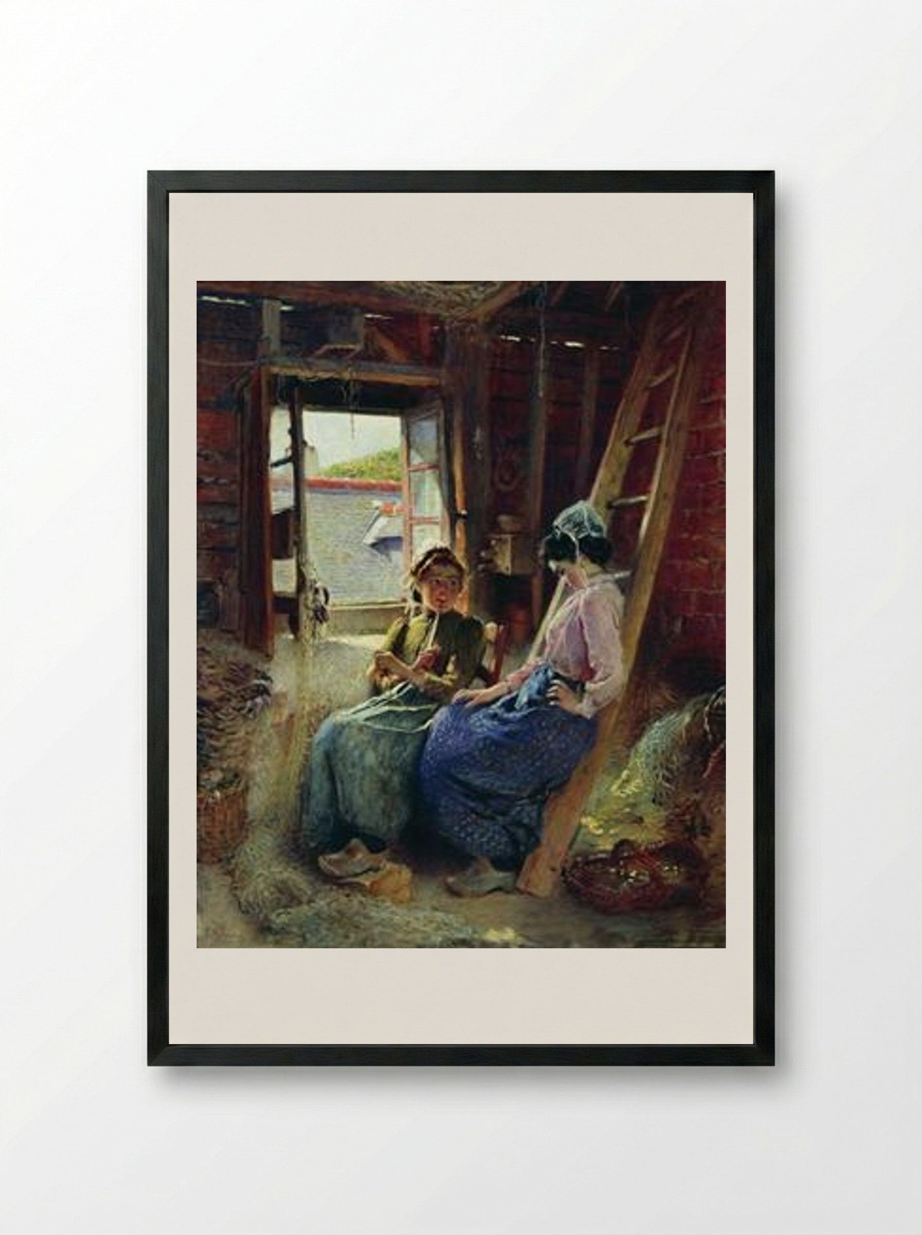Two Breton Women - Konstantin Makovsky - Framed Print Black