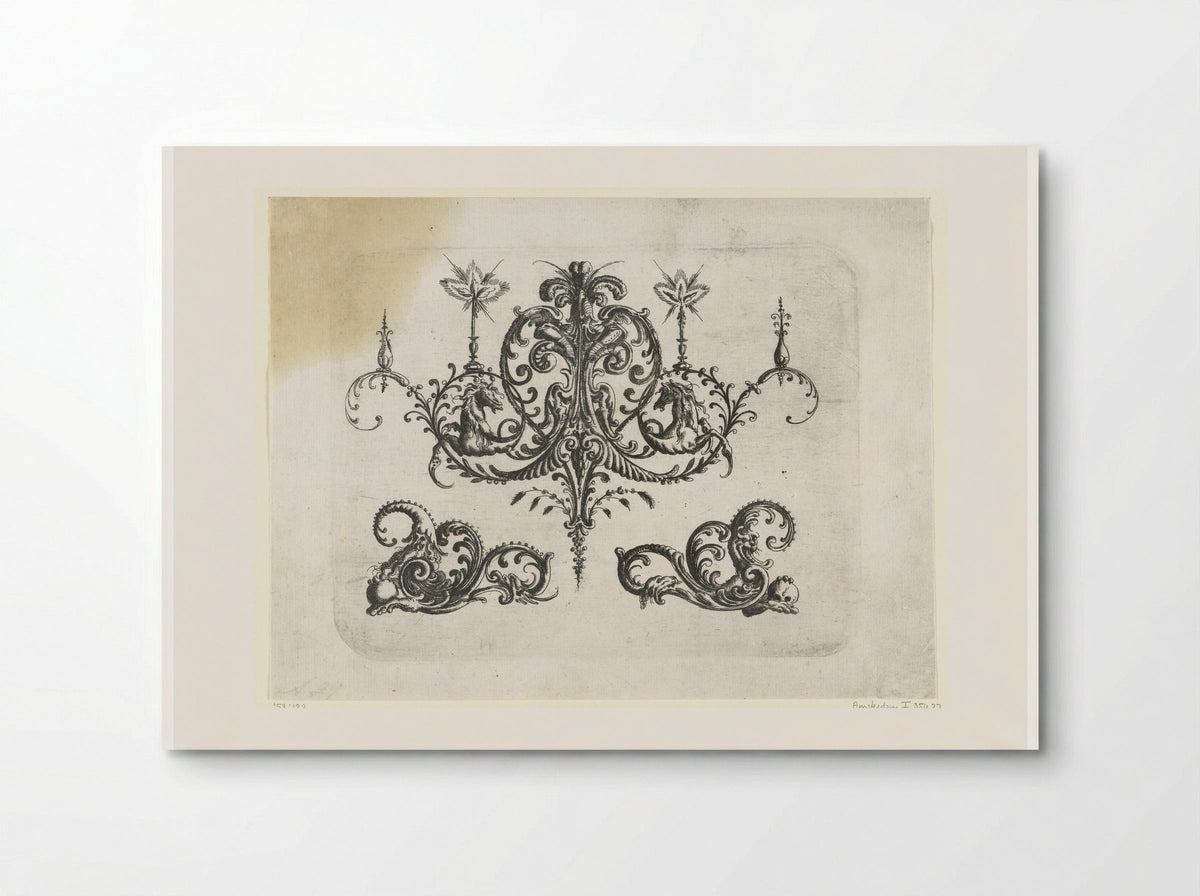 Two Burning Candles on Foliate Scrolls - Christoph Jamnitzer - Poster
