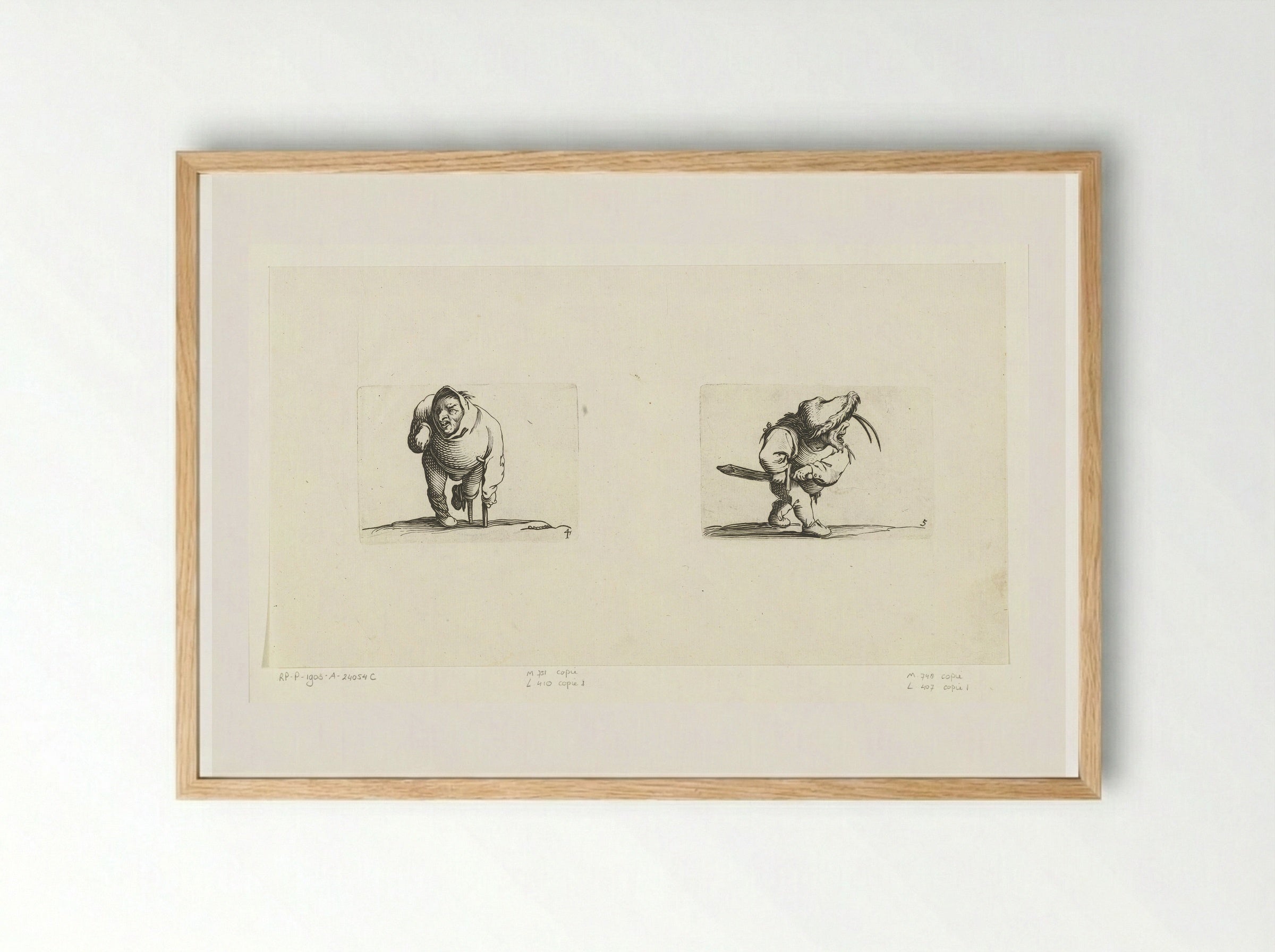 Two Caricatures of Small Men - Abraham Bosse - Framed Print Wood