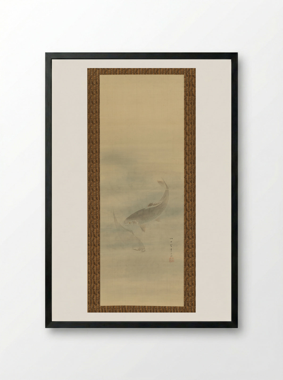 Two Carp - Kikuchi Yōsai - Framed Print Black