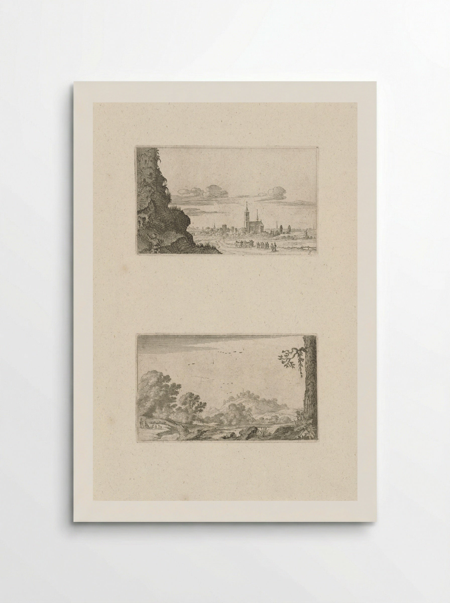 Two Climbers on a Ruin and a River View - Gillis van Scheyndel (I) - Poster