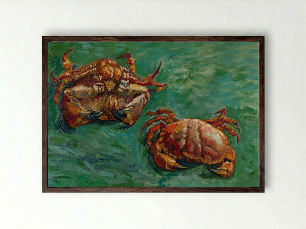 Two Crabs - Vincent van Gogh - Framed Print Dark Wood
