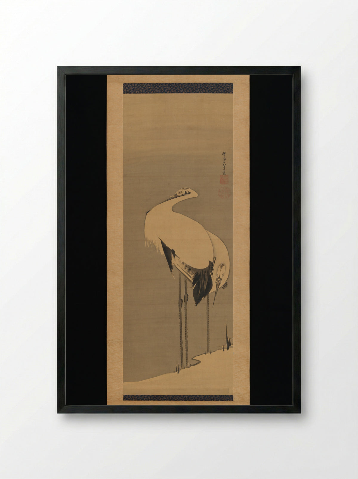 Two Cranes - Itō Jakuchū - Framed Print Black