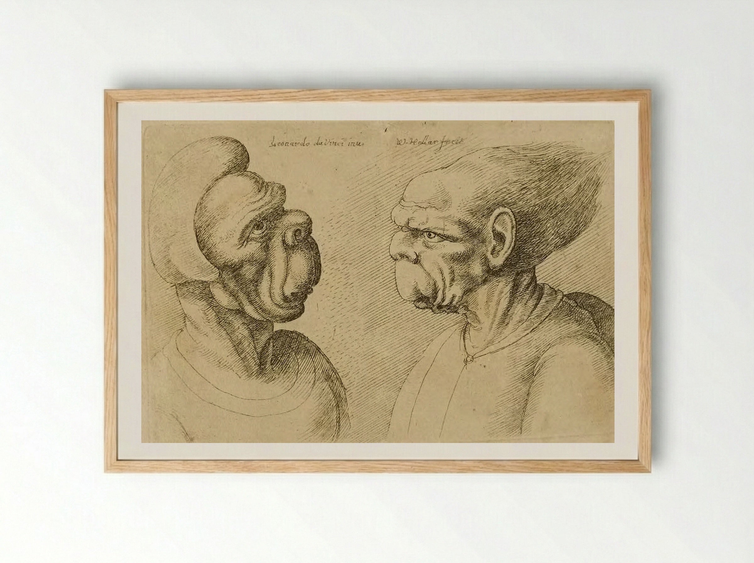 Two Deformed Heads Facing Inward - Wenceslaus Hollar - Framed Print Wood