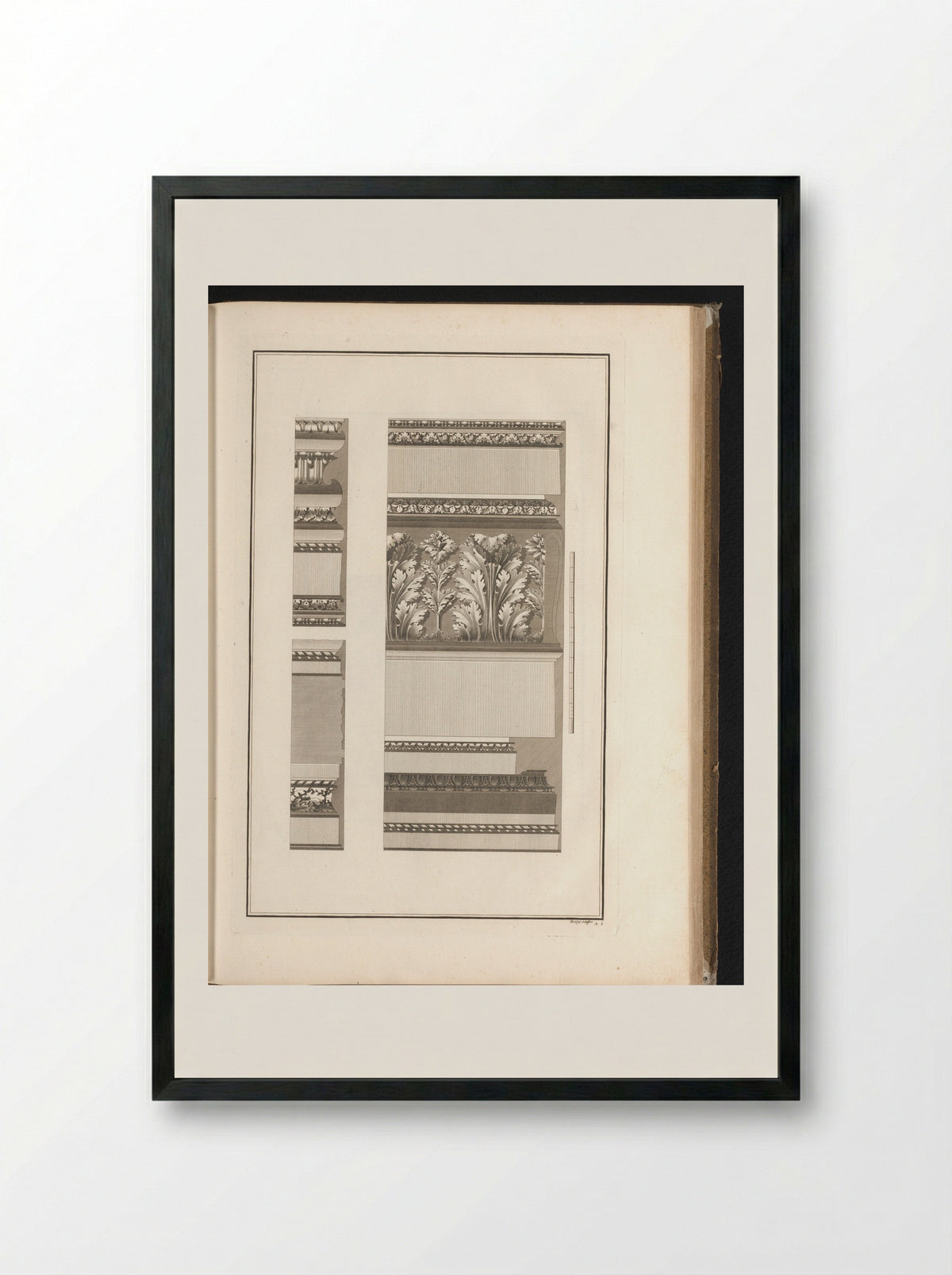 Two Designs for Architectural Ornaments - François Etienne Joubert - Framed Print Black