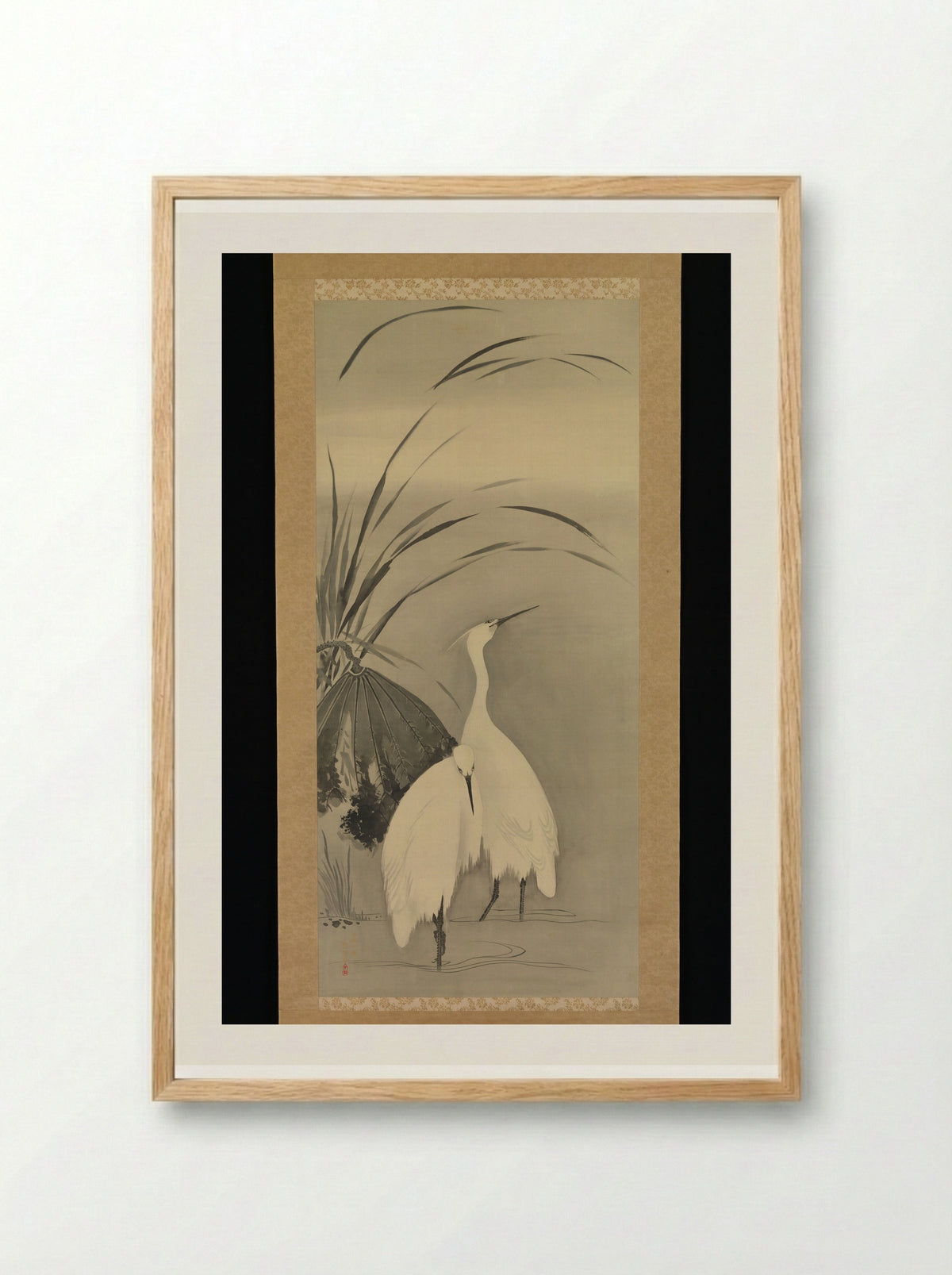 Two Egrets and Lotus - Sakai Hōitsu - Framed Print Wood