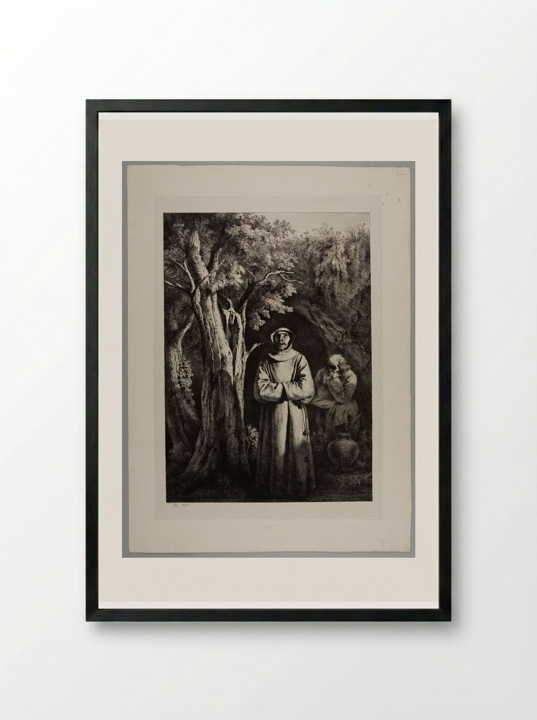 Two Fathers of the Desert - Jean-Jacques de Boissieu - Framed Print Black