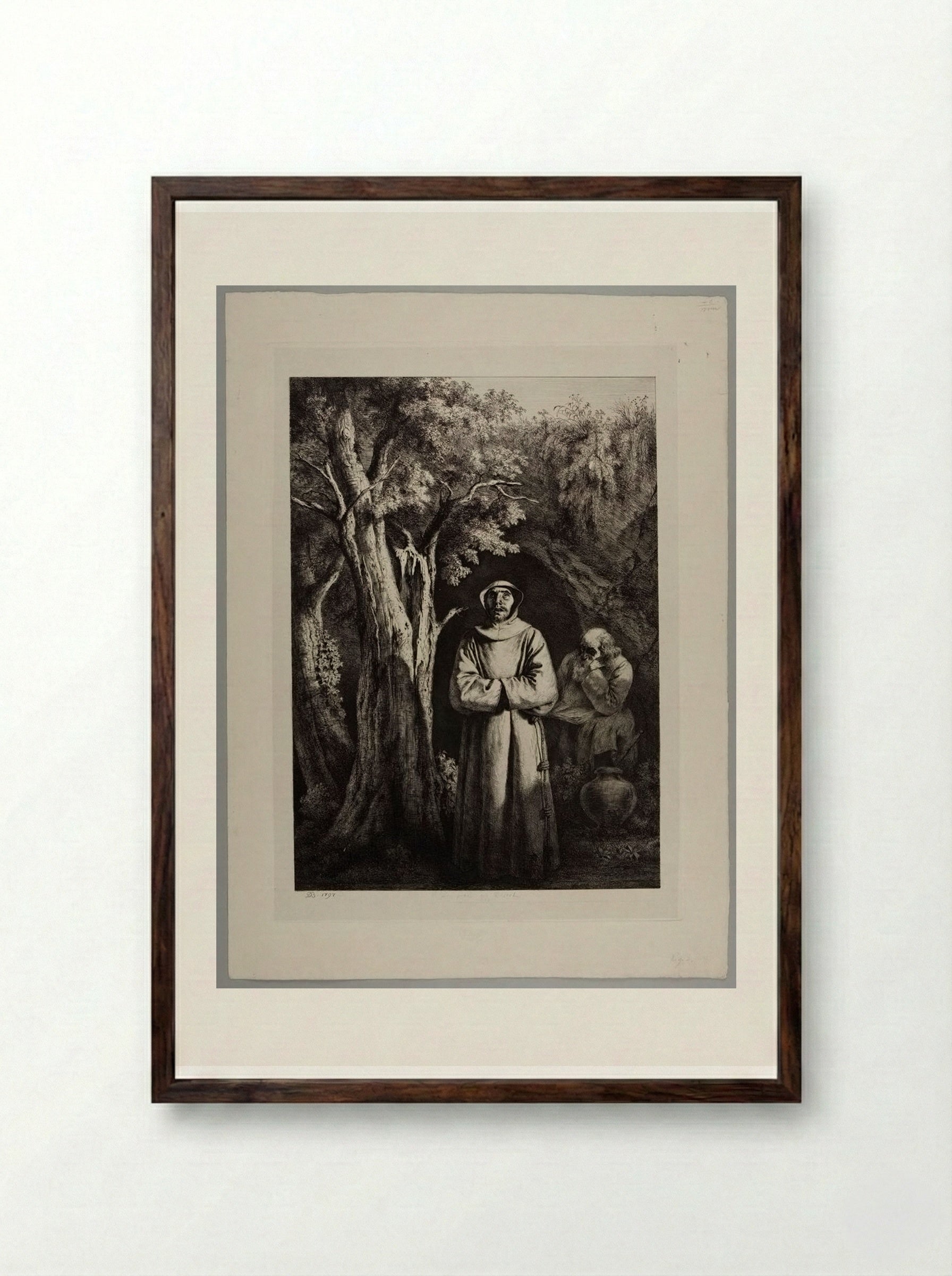 Two Fathers of the Desert - Jean-Jacques de Boissieu - Framed Print Dark Wood