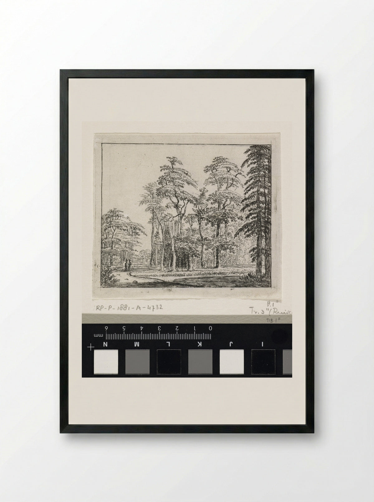 Two Figures on a Winding Path in a Wood - Jan Ruyscher - Framed Print Black