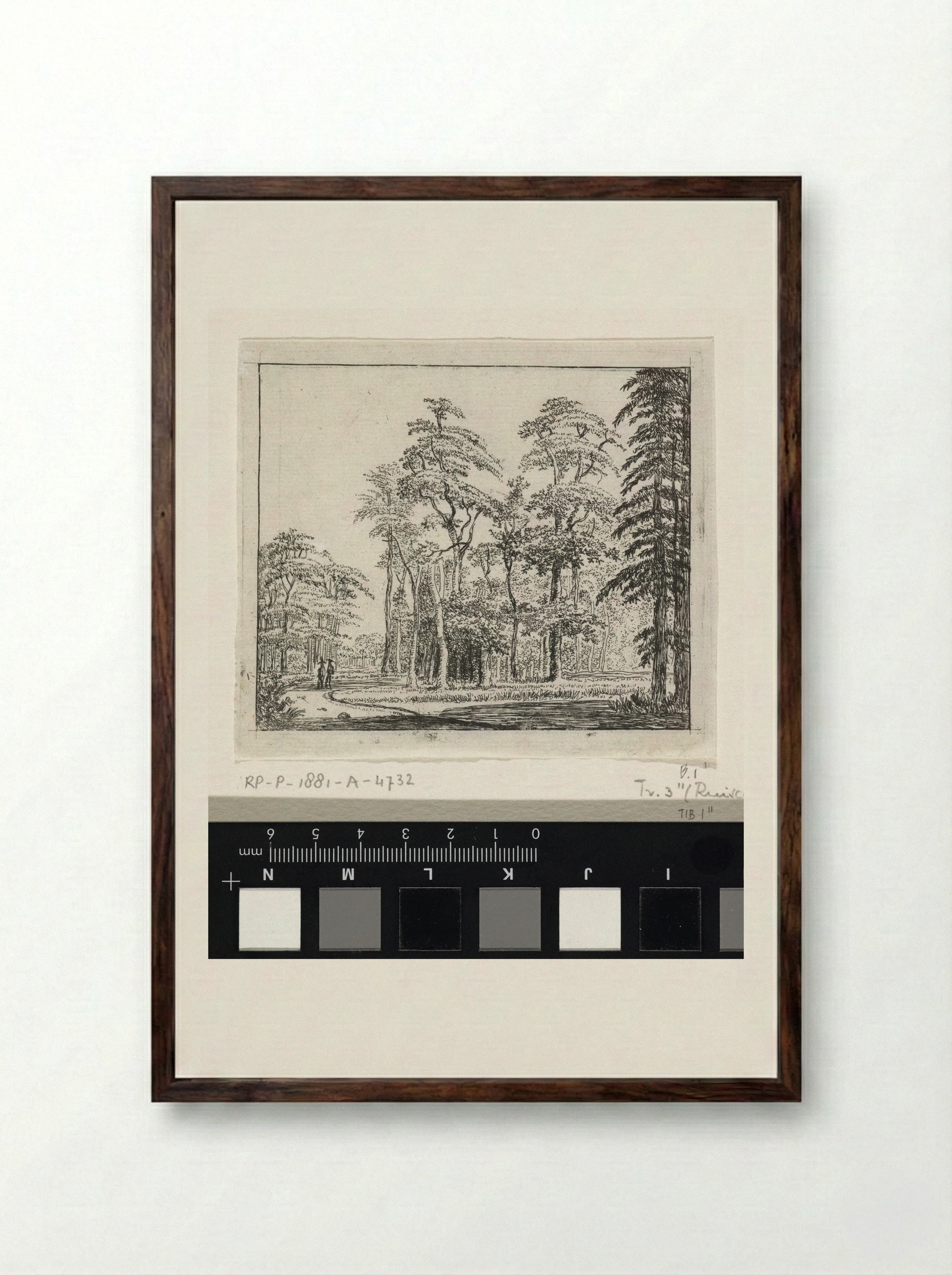 Two Figures on a Winding Path in a Wood - Jan Ruyscher - Framed Print Dark Wood