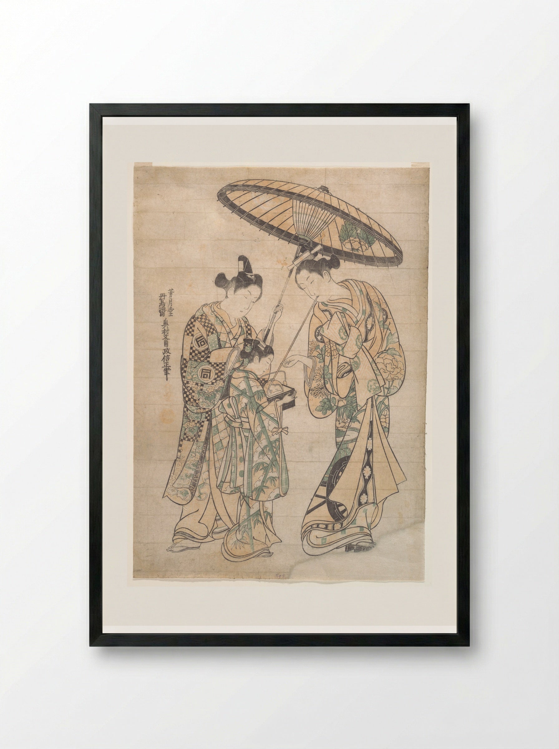 Two Figures - Okumura Masanobu - Framed Print Black