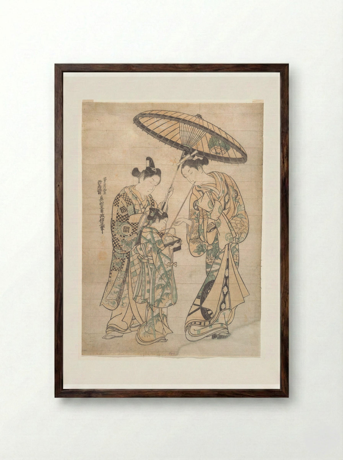 Two Figures - Okumura Masanobu - Framed Print Dark Wood