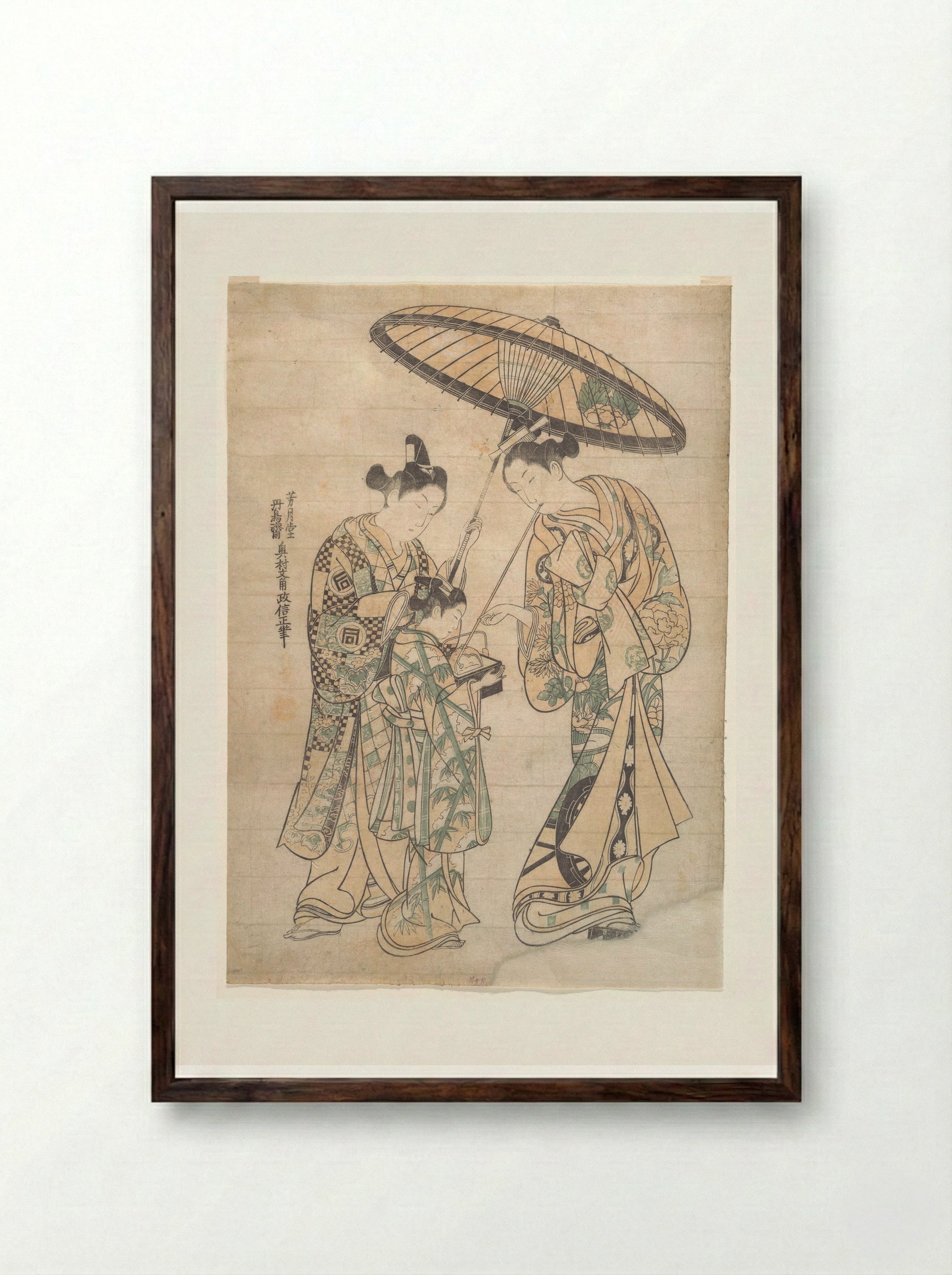 Two Figures - Okumura Masanobu - Framed Print Dark Wood