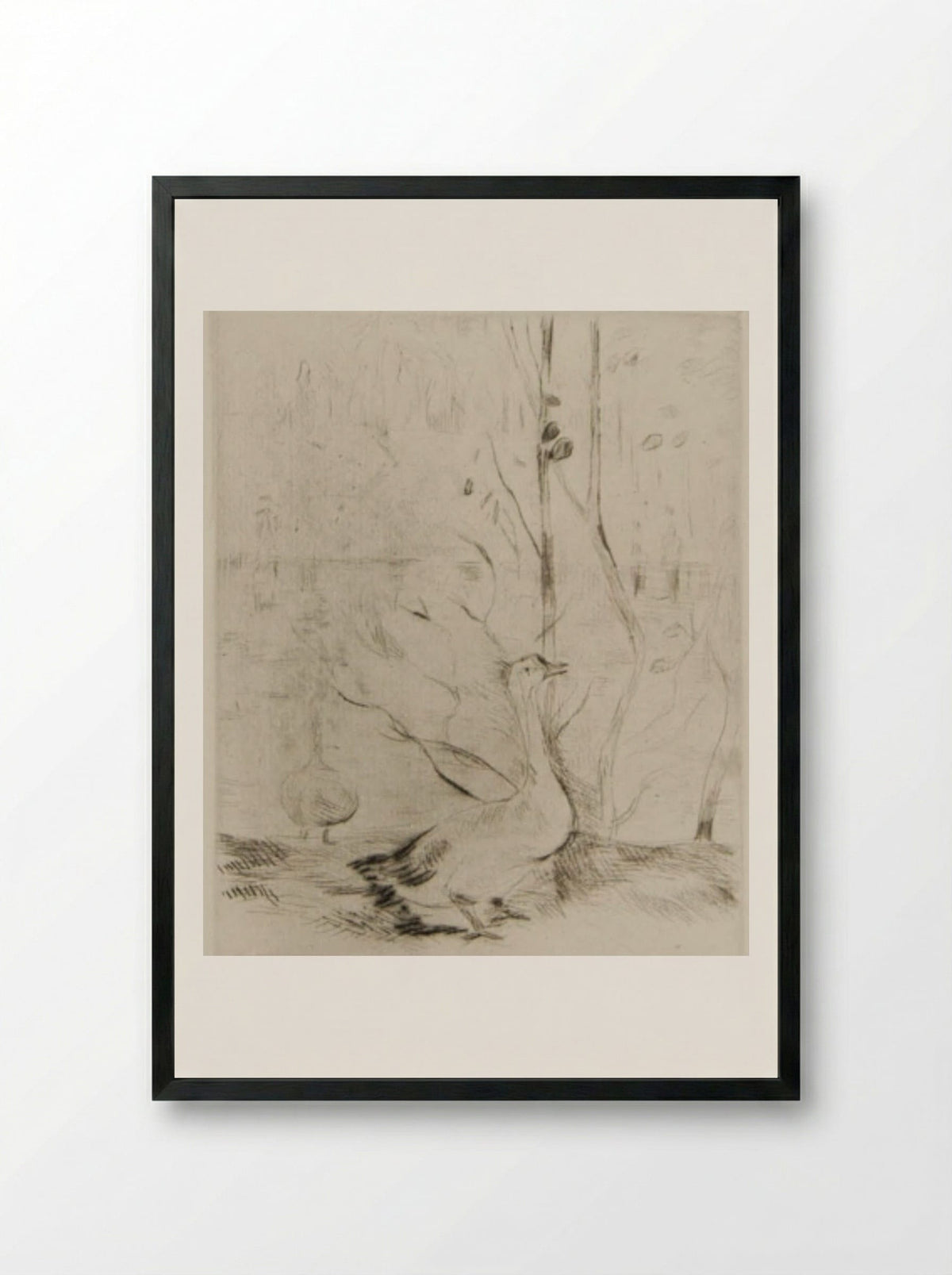 Two Geese - Berthe Morisot - Framed Print Black