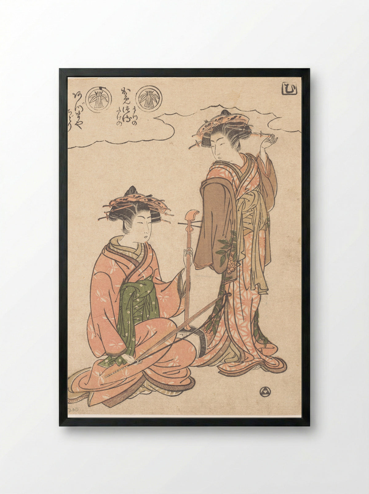 Two Geisha - Isoda Koryūsai - Framed Print Black