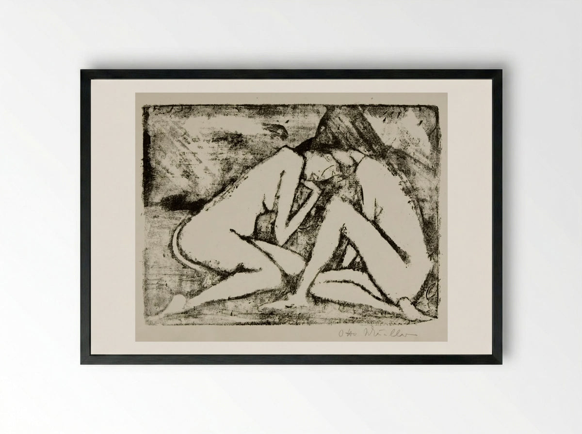 Two Girls Seated - Otto Mueller - Framed Print Black