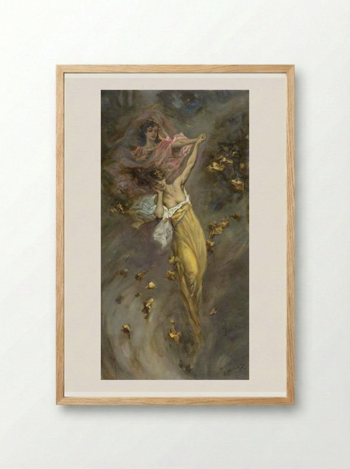 Two Girls in Yellow and Pink - Wilhelm Kotarbinski - Framed Print Wood