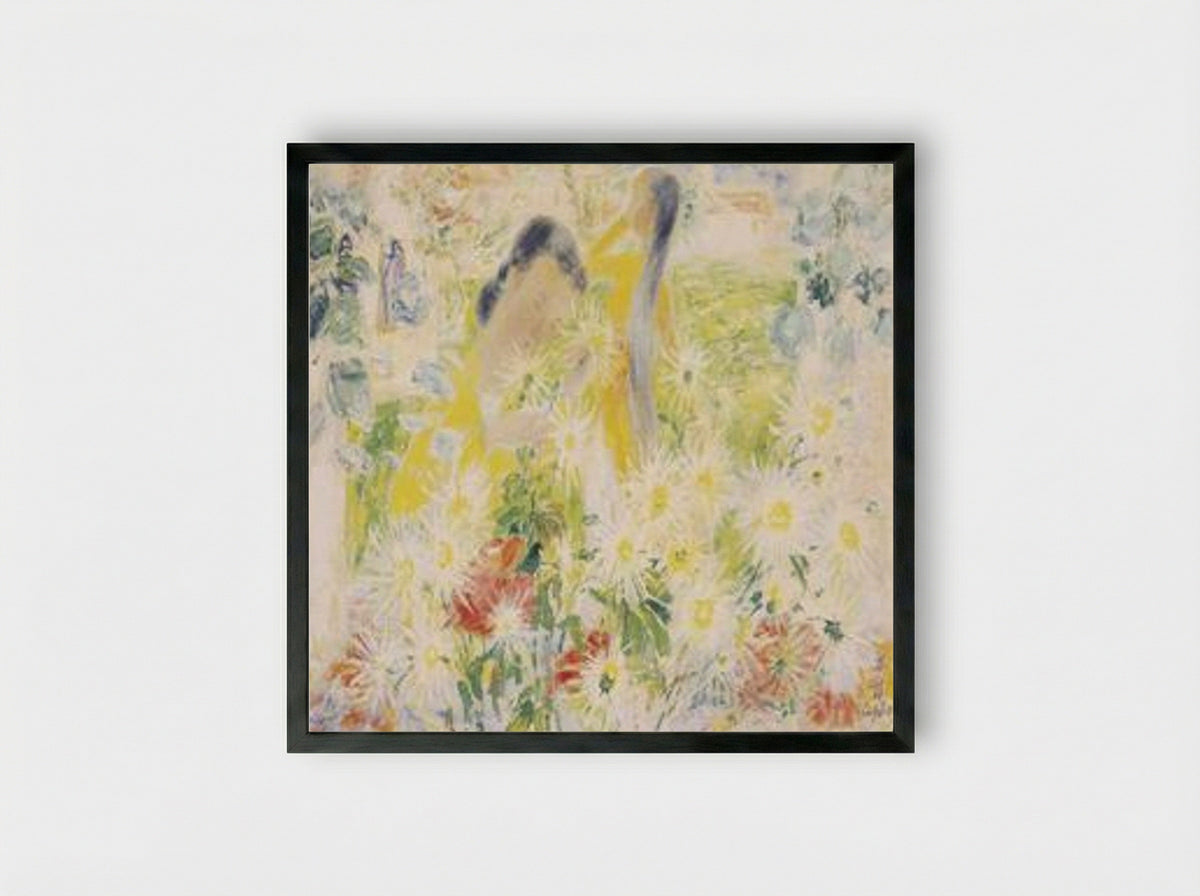 Two Girls in the Flower Garden - Le Pho - Framed Print Black