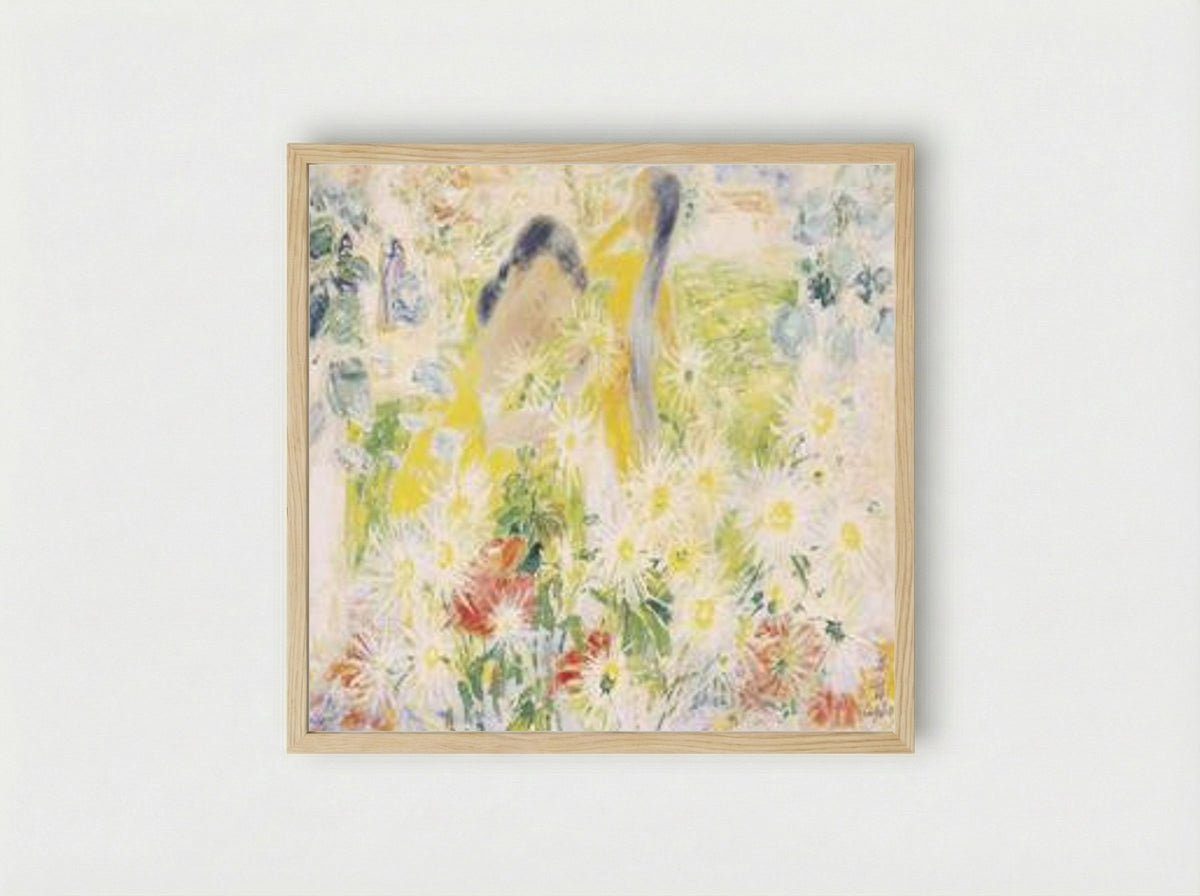 Two Girls in the Flower Garden - Le Pho - Framed Print Wood