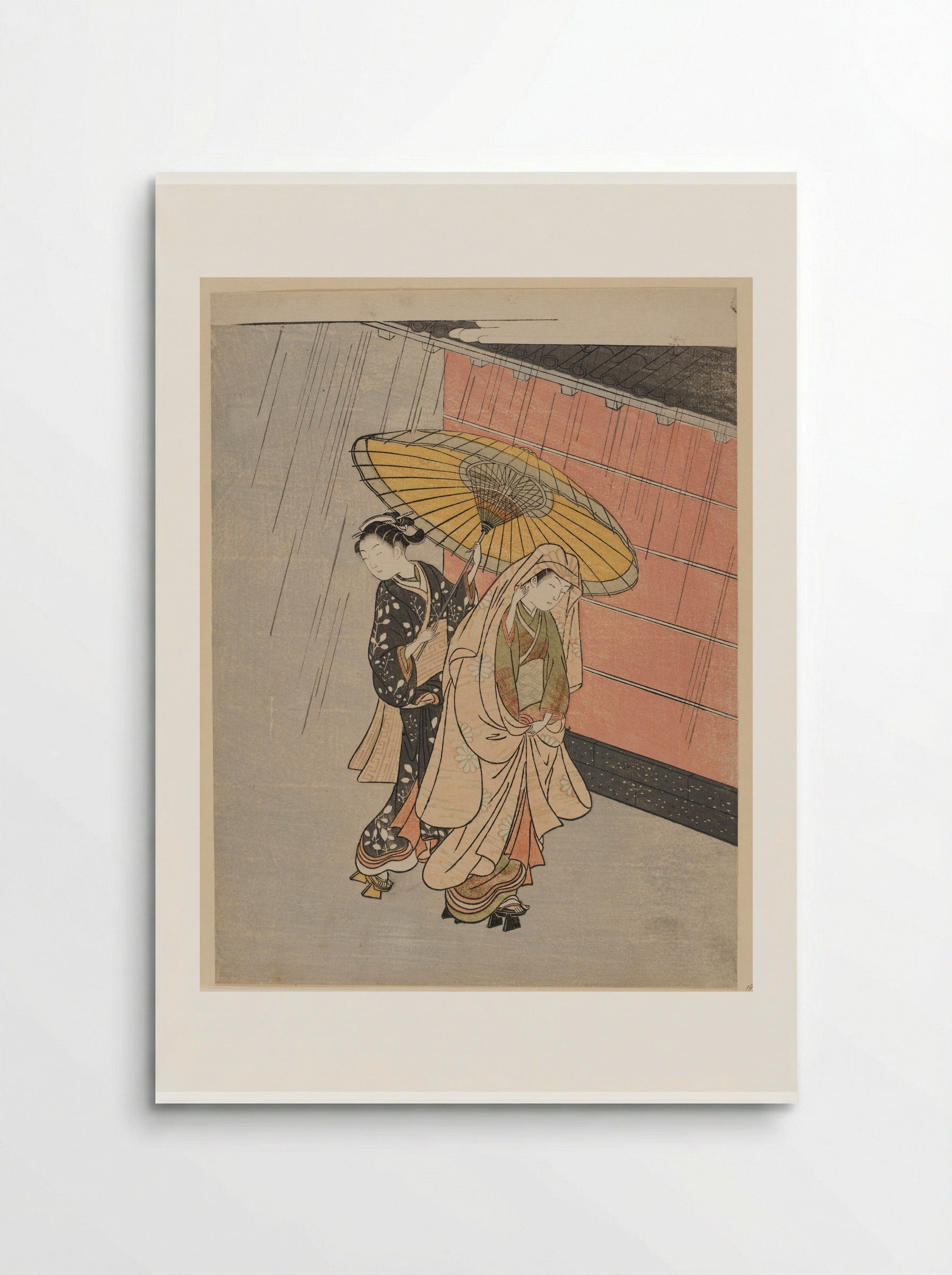 Two Girls in the Rain - Suzuki Harunobu - Poster