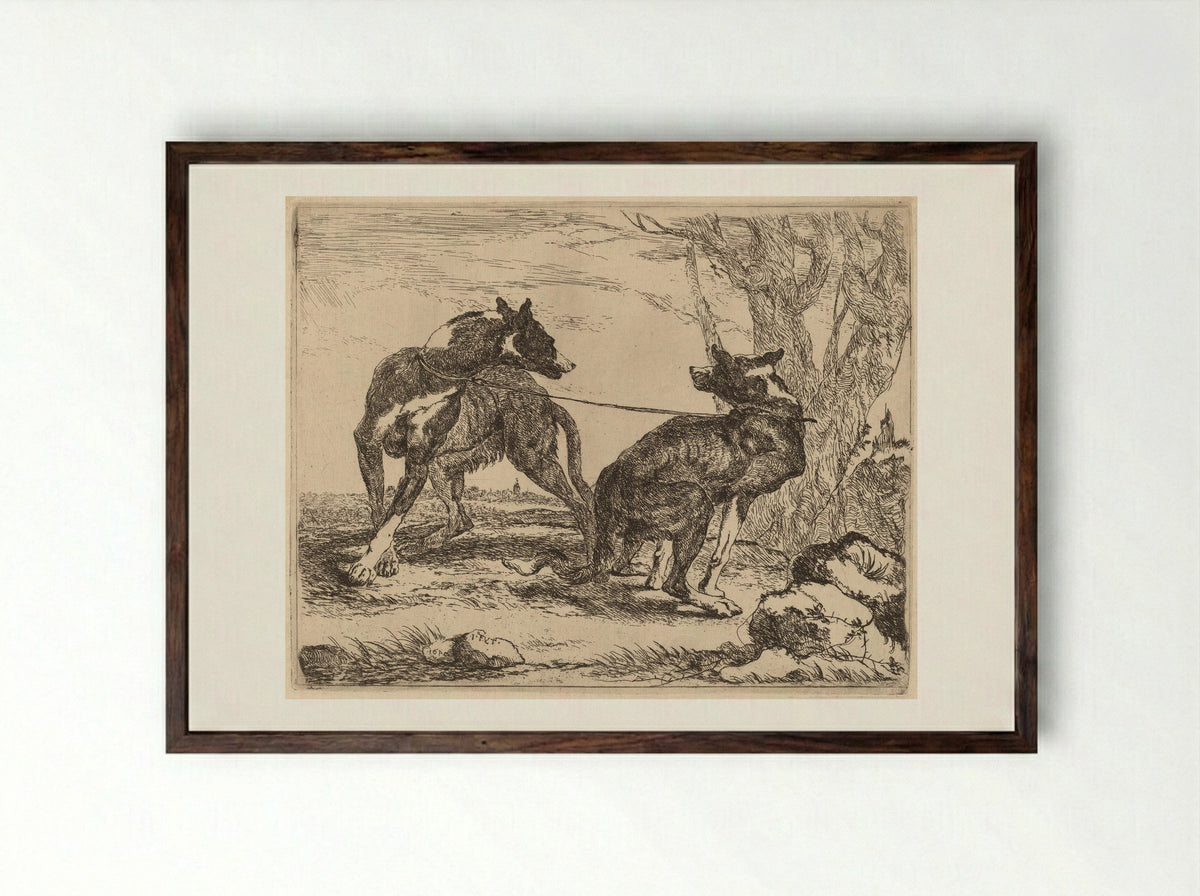 Two Greyhounds - Jan Fyt - Framed Print Dark Wood