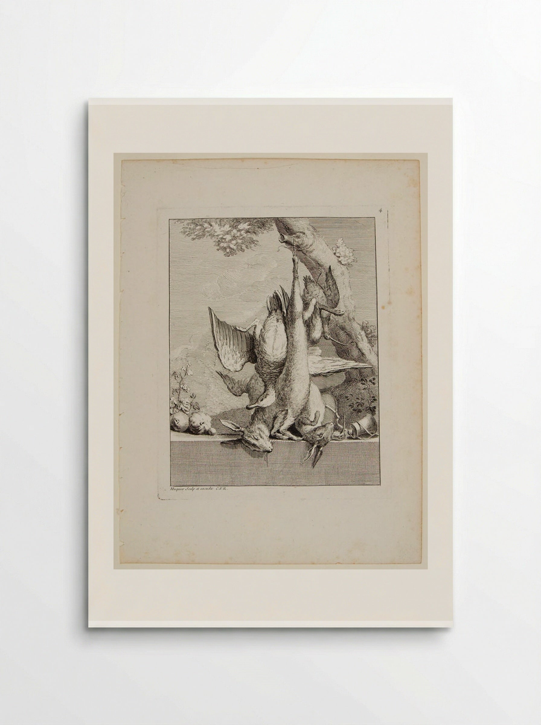 Two Hares, a Duck, and Pomegranates - Gabriel Huquier - Poster