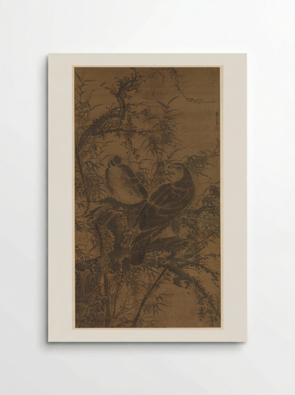 Two Hawks in a Thicket - Lin Liang - Poster
