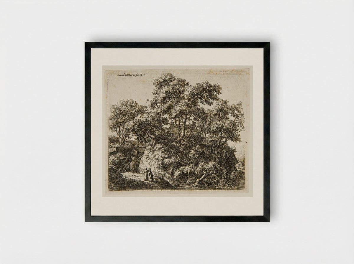 Two Hermits - Anthonie Waterloo - Framed Print Black