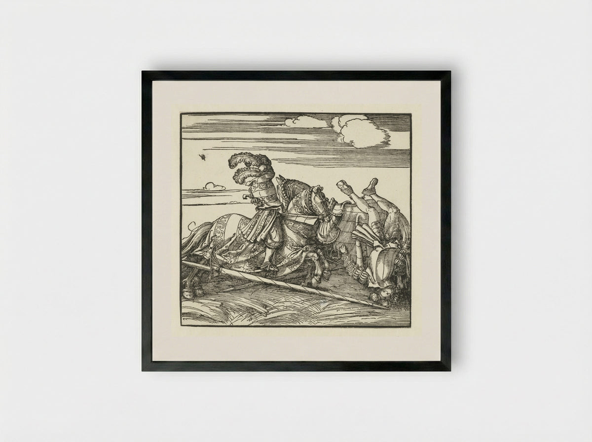 Two Horsemen in Combat - Albrecht Dürer - Framed Print Black