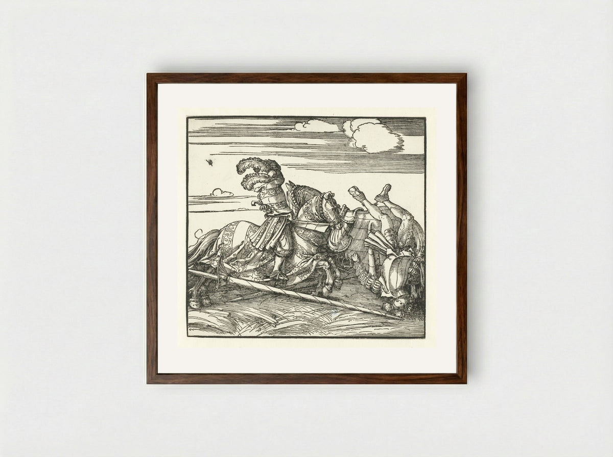 Two Horsemen in Combat - Albrecht Dürer - Framed Print Dark Wood